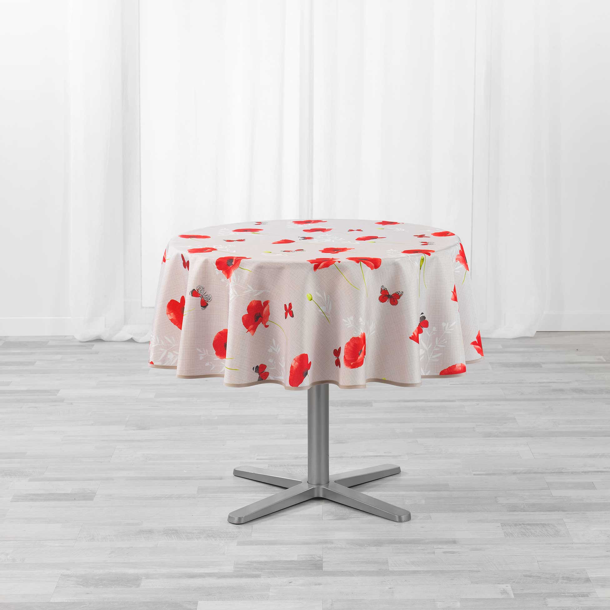 Nappe ronde 180 cm Doux coquelicots