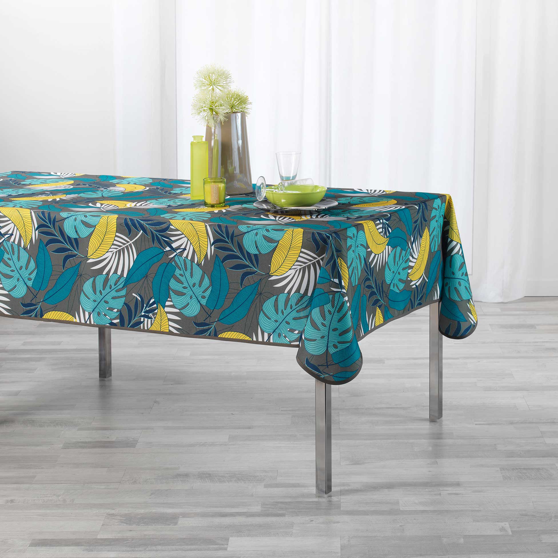 Nappe 140x240cm Beauty jungle kaki jaune