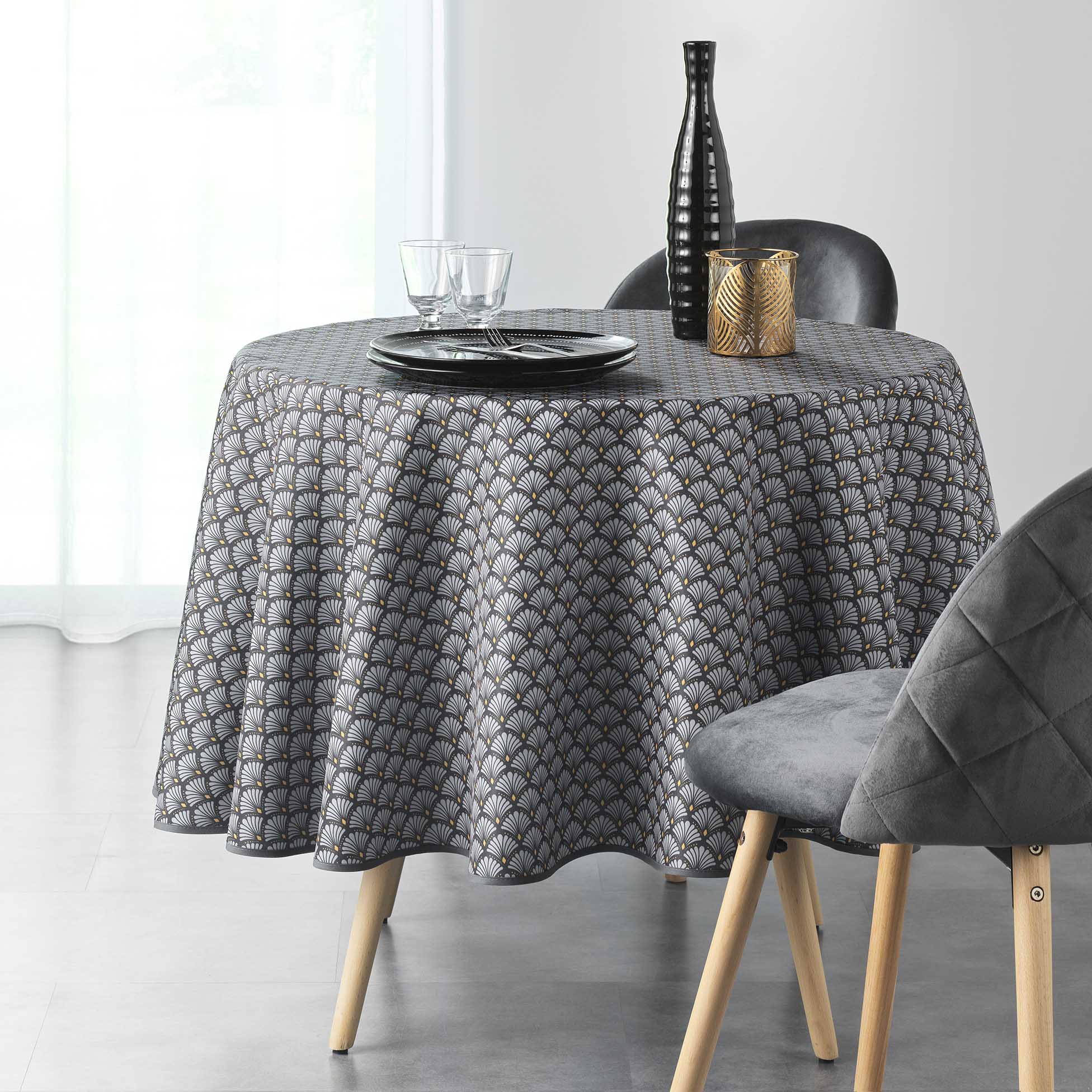 Nappe ronde 180 cm Artchic noir