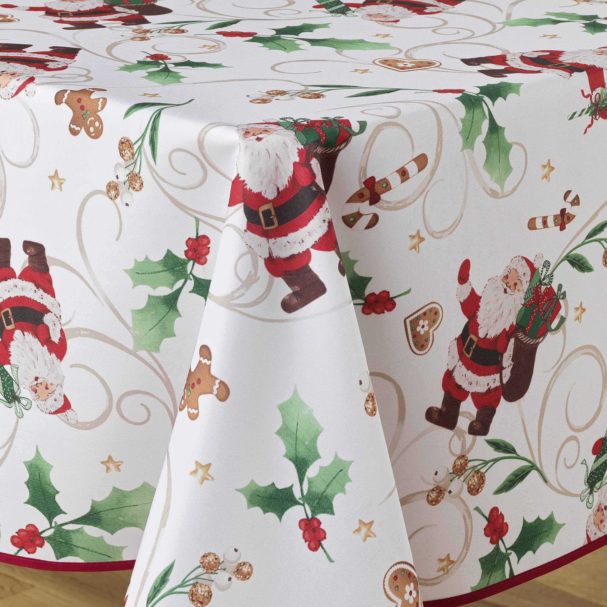 Nappe rectangle 150 x 240 cm Pere Noel enchante blanc