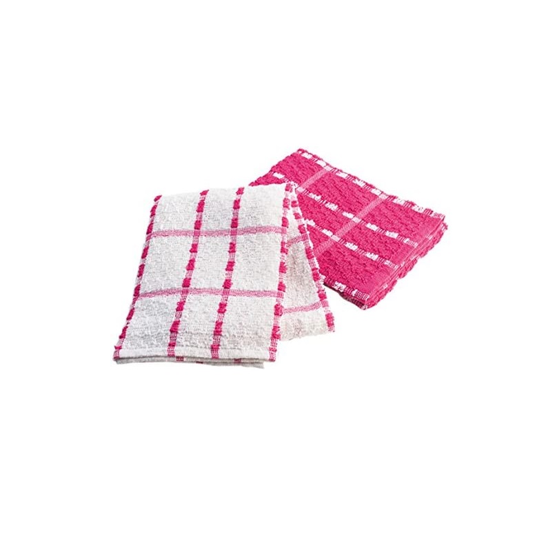 2 Serviettes torchons eponge 50 x 70 cm Mineur fuschia