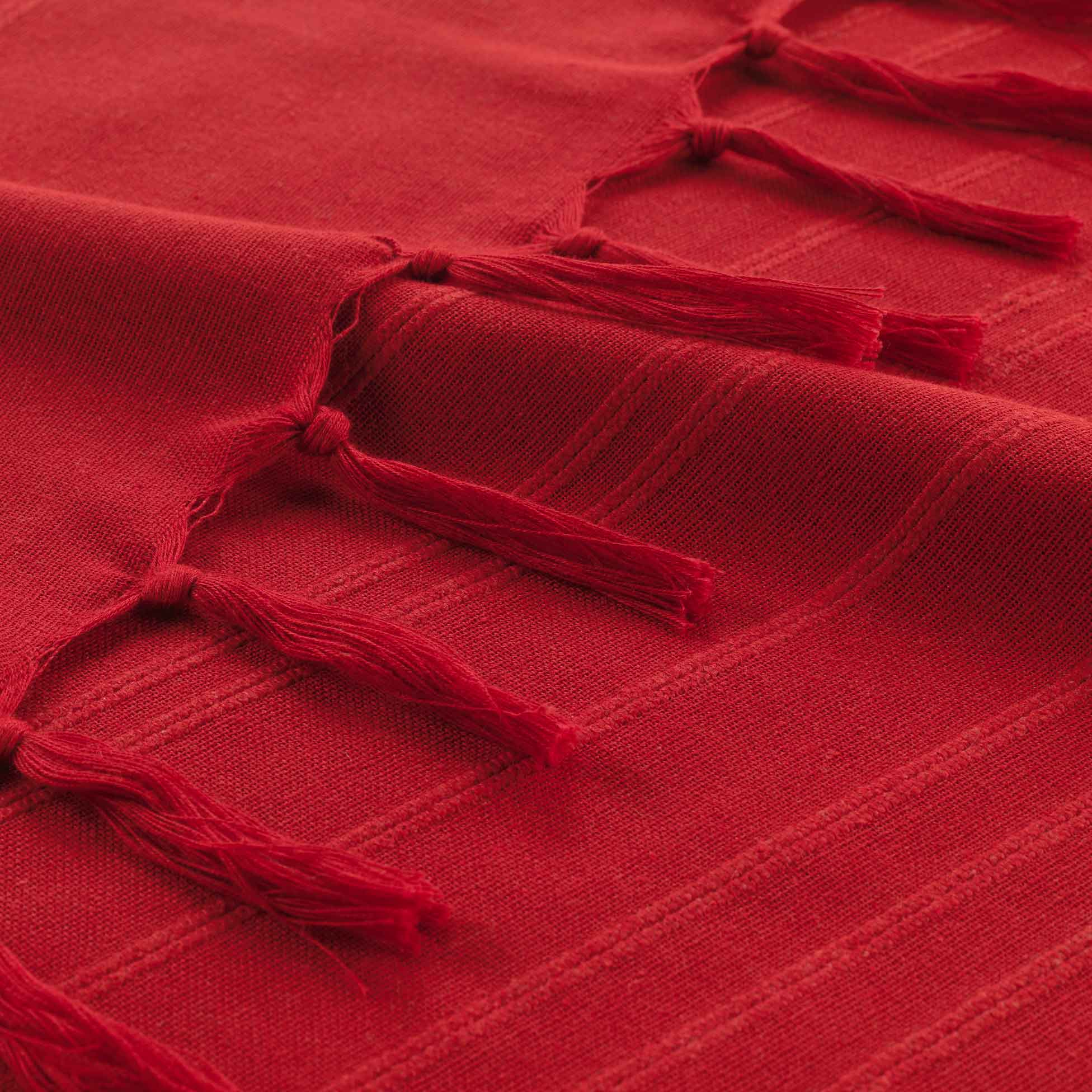 Plaid ou jete de canape coton 150 x 150 cm Lilie rouge