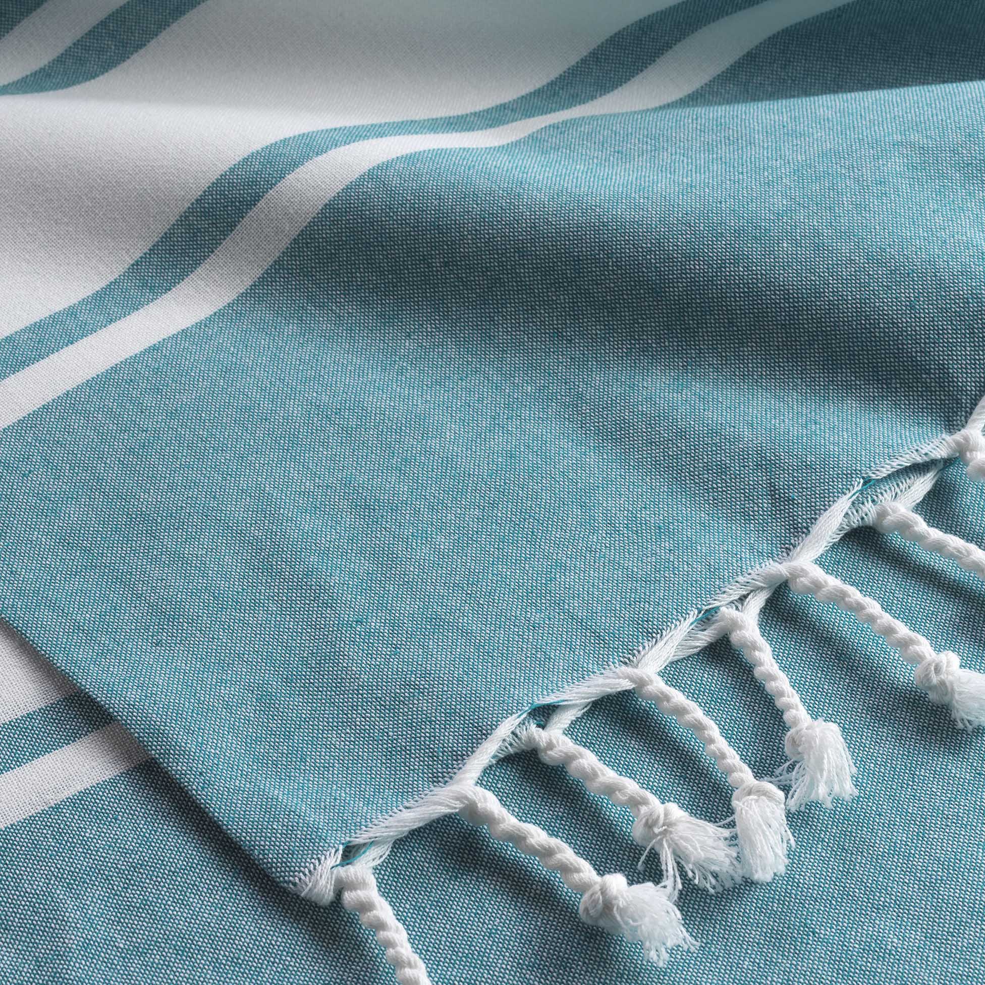 Fouta a franges Filotie turquoise