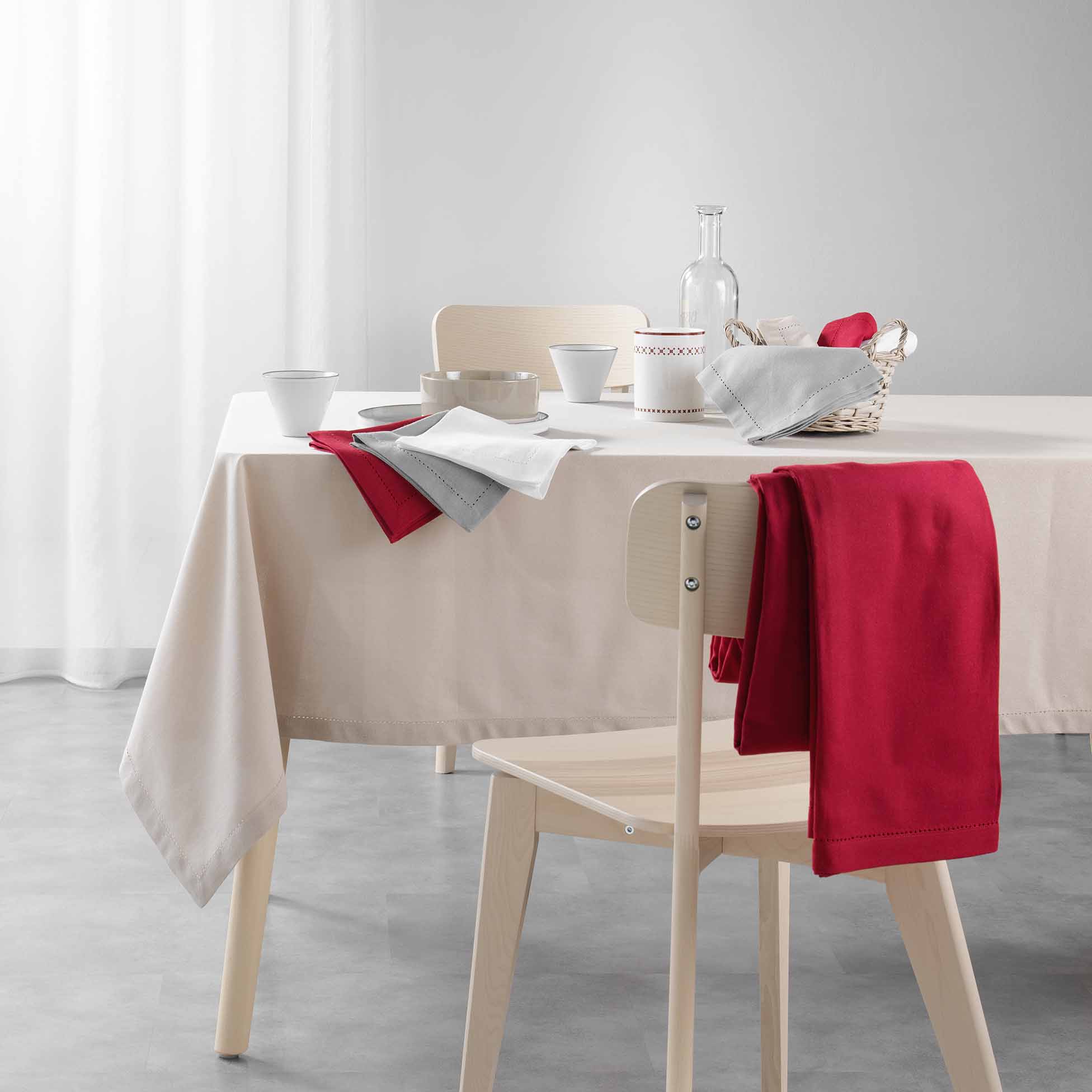 Nappe rectangle en coton 140 x 240 Charlines rouge