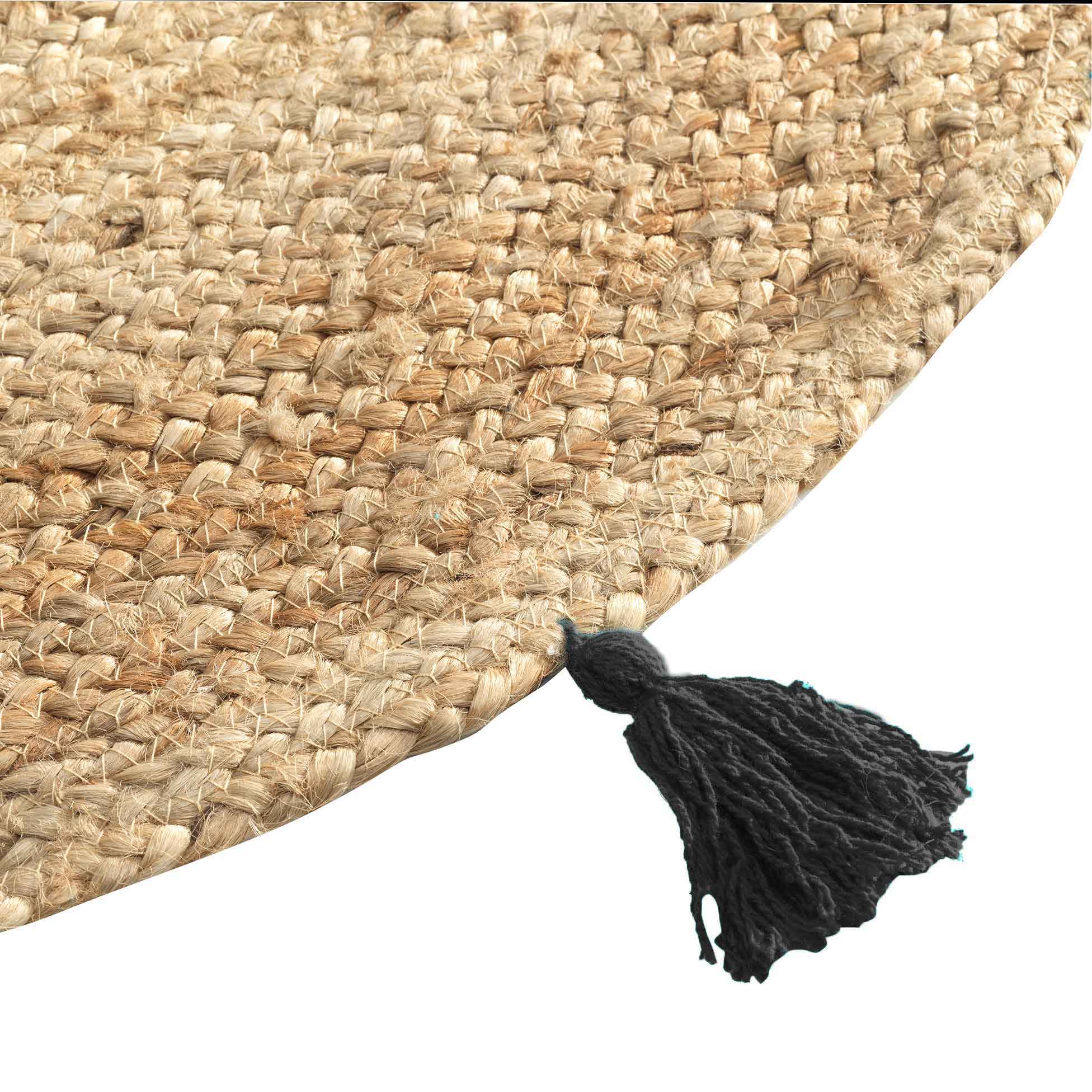 Tapis rond jute 120 cm Shira noir