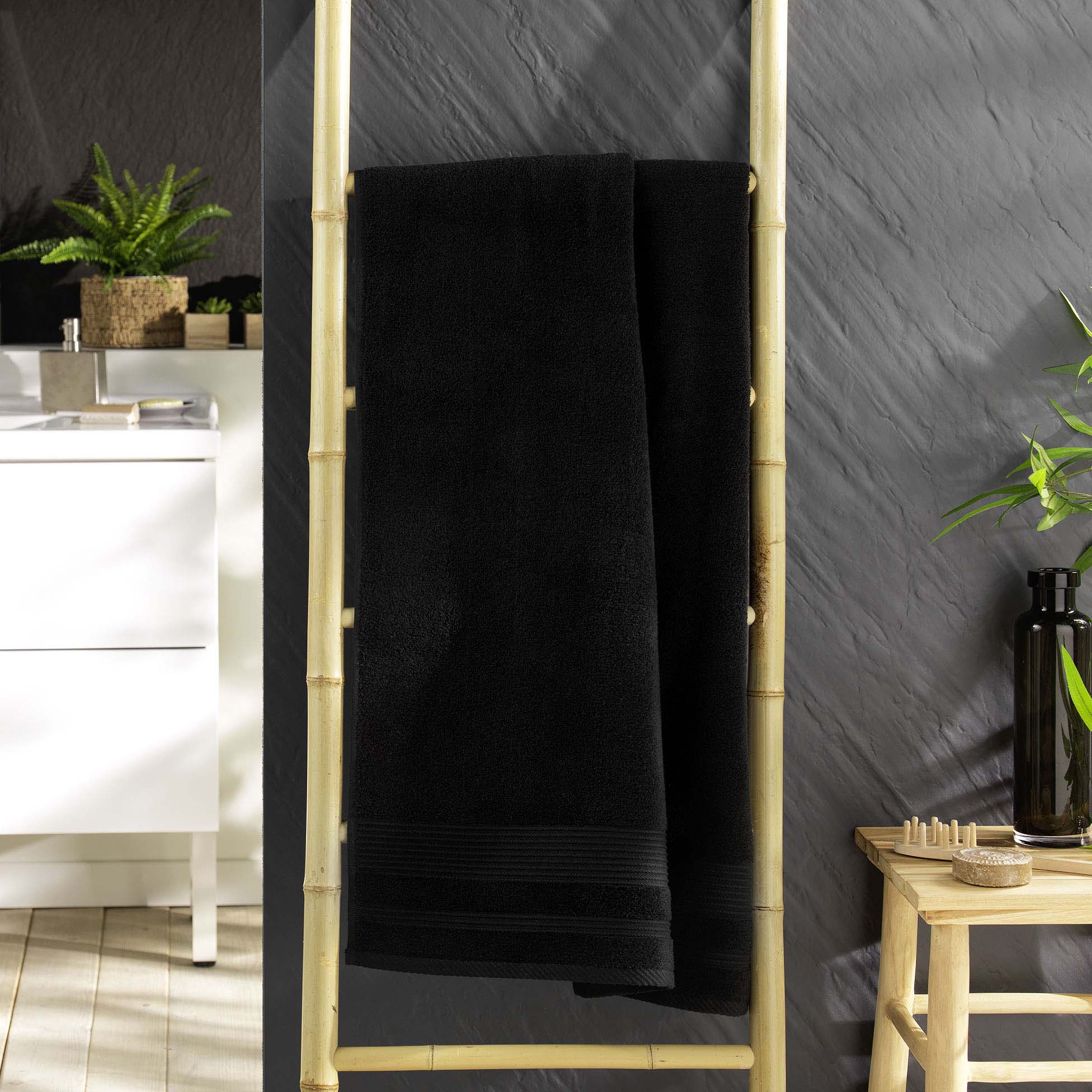 Serviette ou drap de douche 70 x 130 cm Tendresse noir