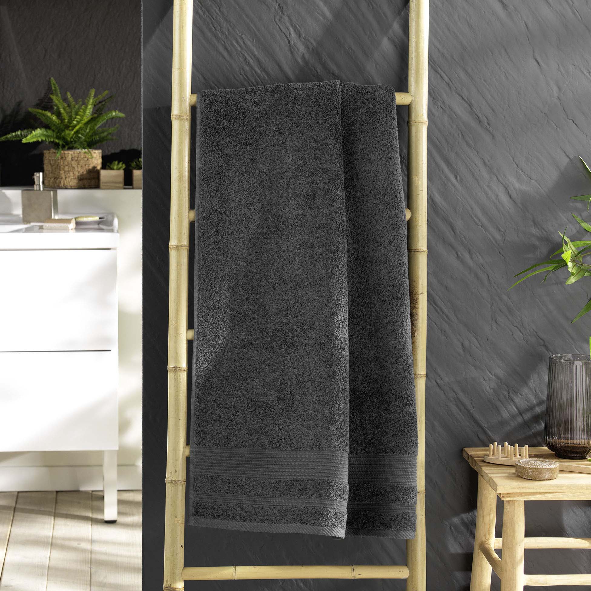 Serviette ou drap de douche 70 x 130 cm Tendresse anthracite