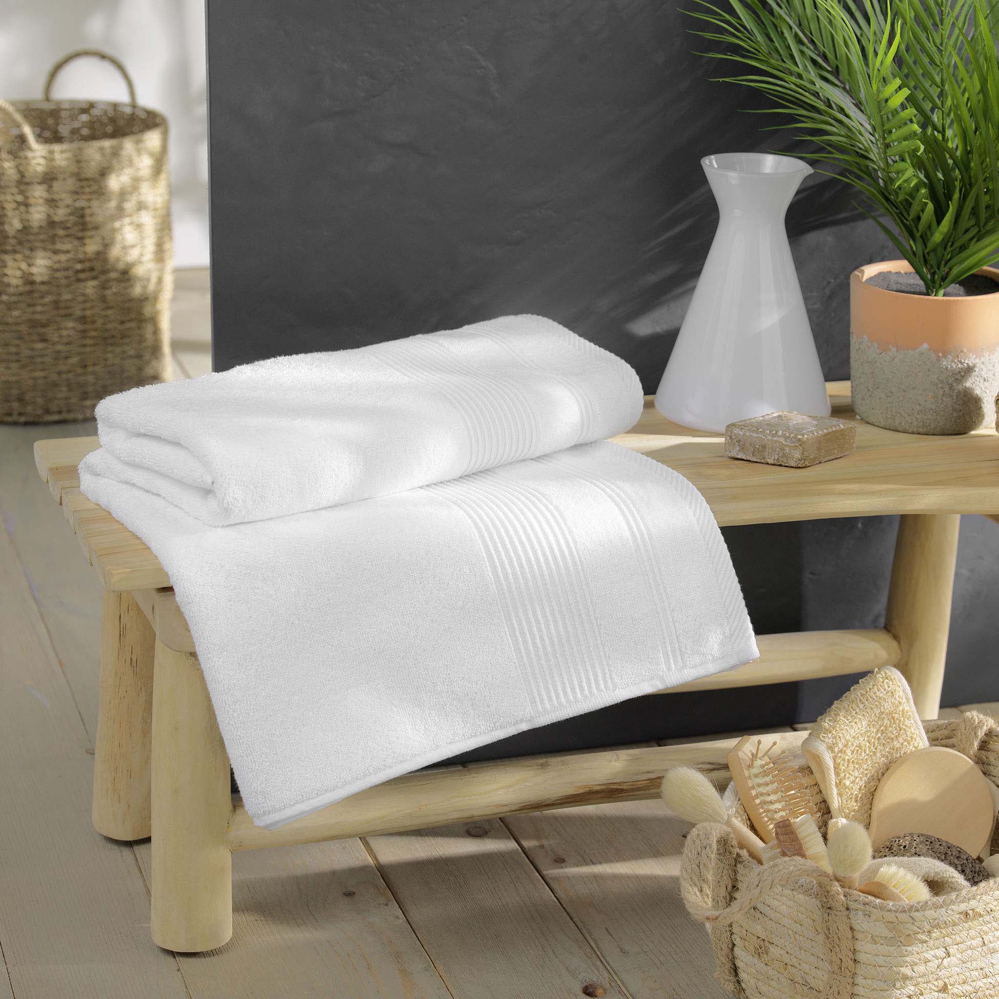 Serviette ou drap de bain 90 x 150 cm Tendresse blanc