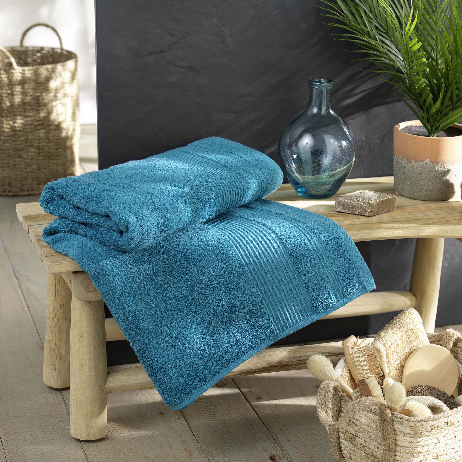 Serviette ou drap de bain 90 x 150 cm Tendresse bleu