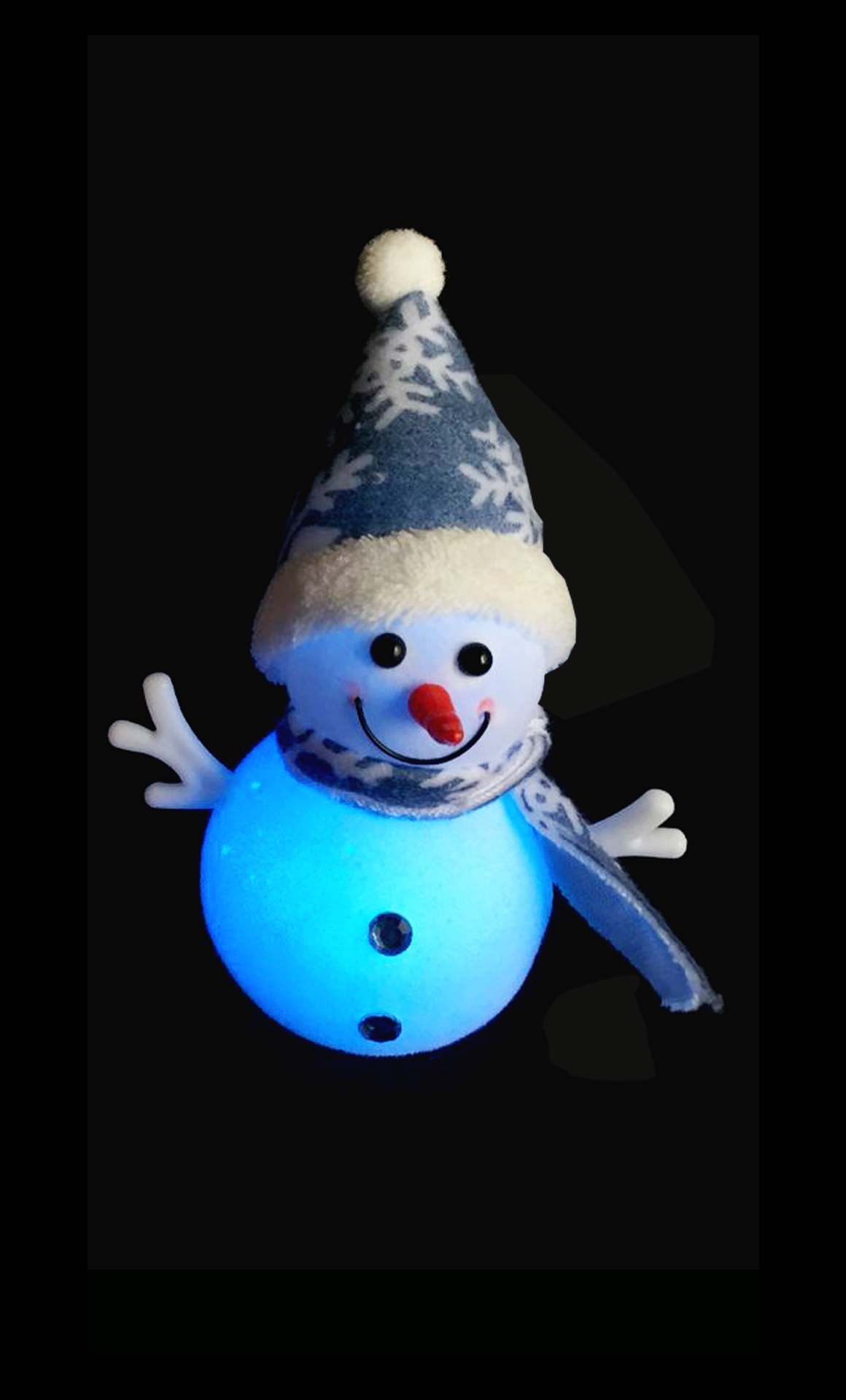 Bonhomme de neige bonnet bleu lumineux