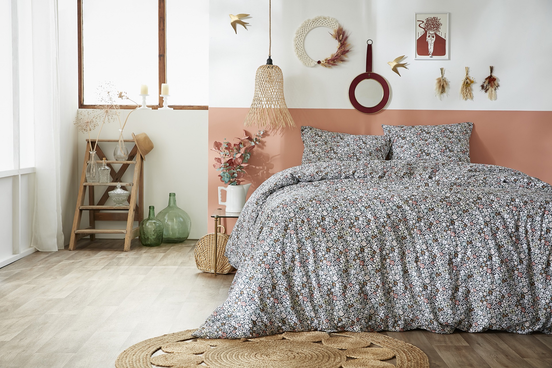 Housse de couette + taie Malia en fleurs