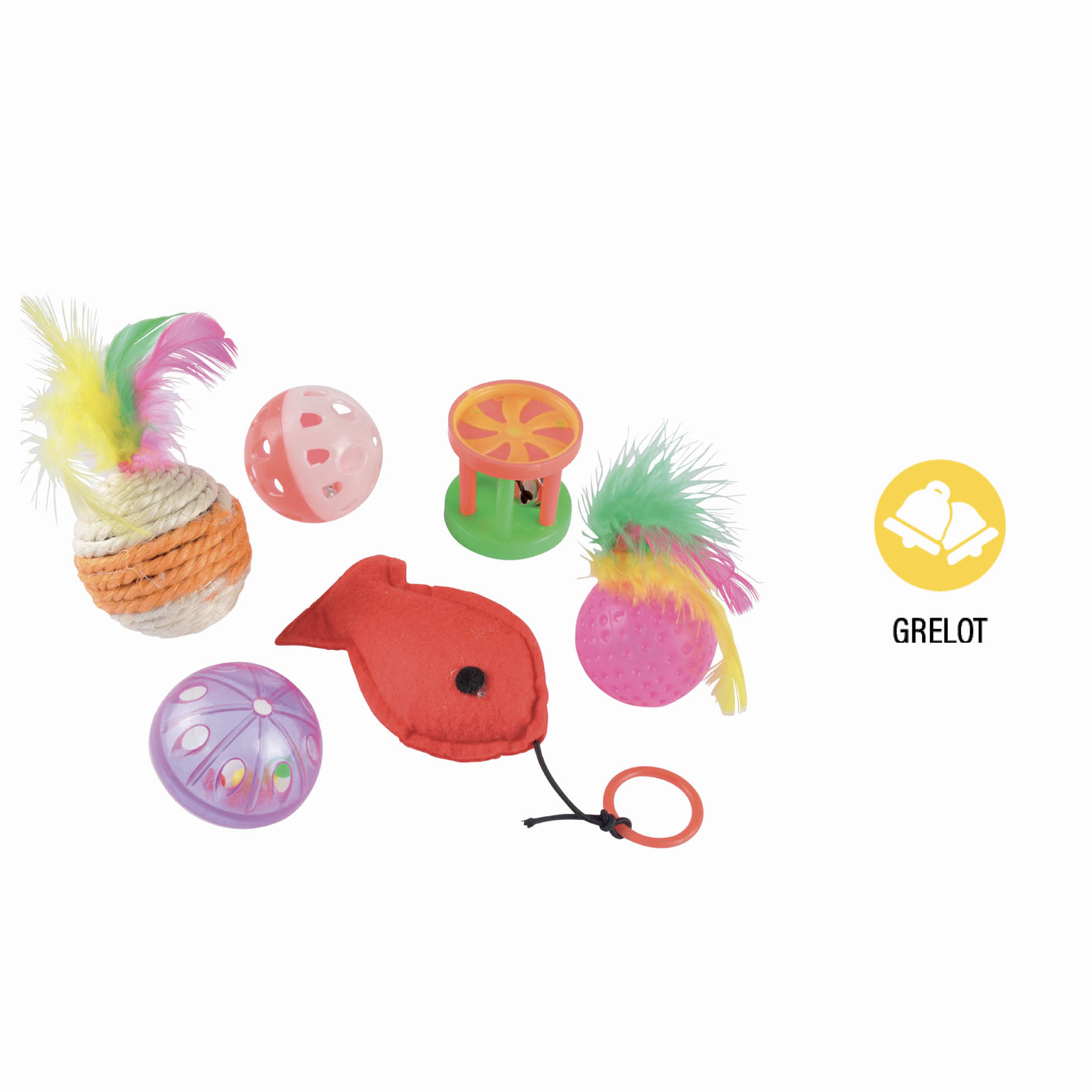 Kit de 6 jouets grelots pour chat 4 cm