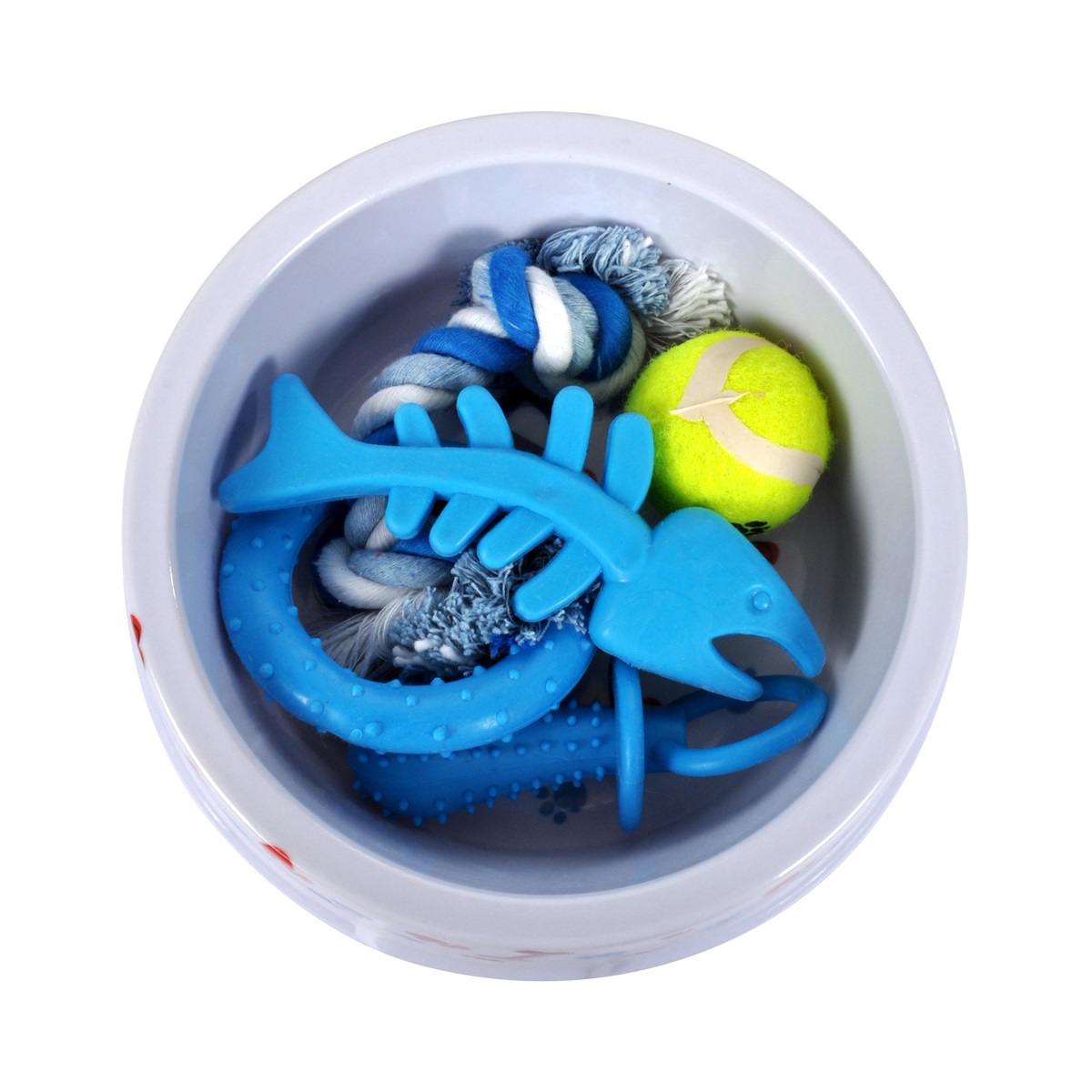 Kit chiot gamelle et jouet bleu