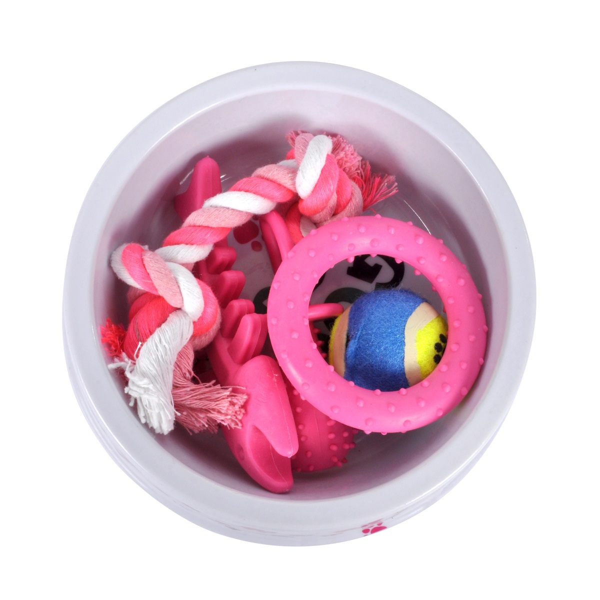 Kit chiot gamelle et jouet rose