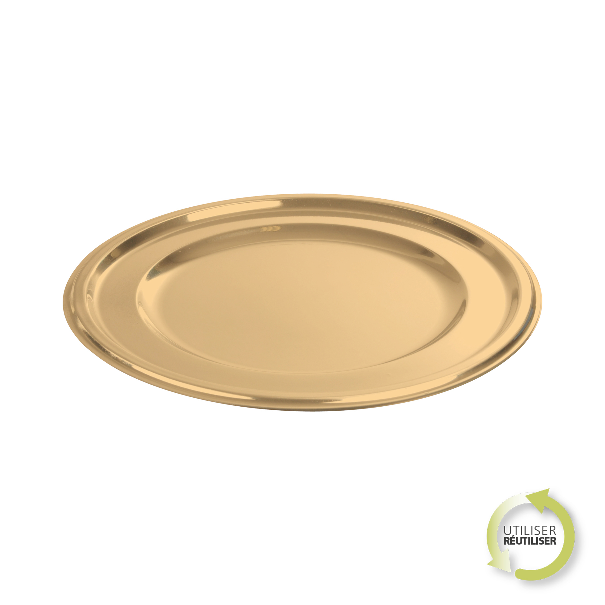 Set de 2 plateaux rond or 30 cm