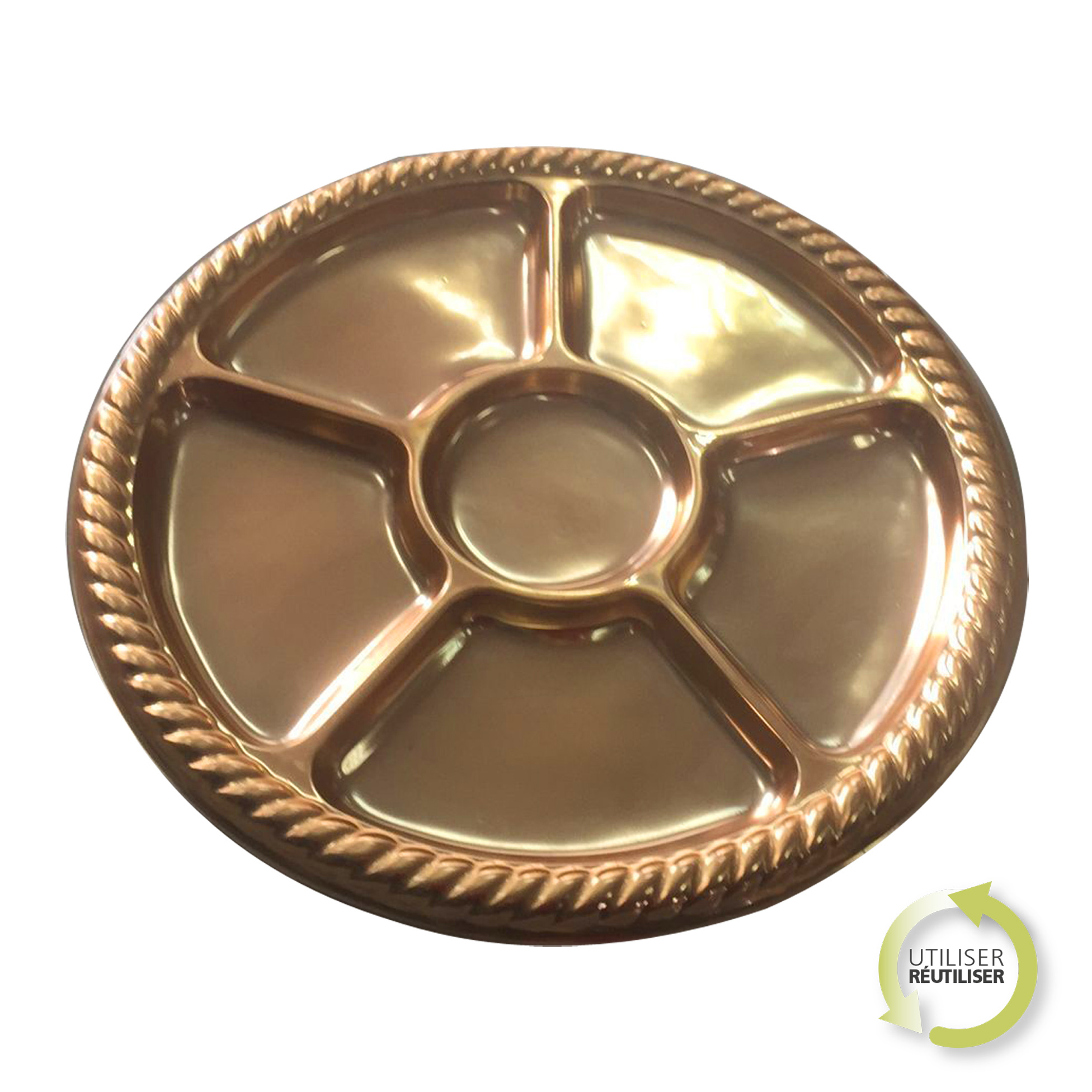 Set de 2 plateaux de 6 compartiments 30 cm Or