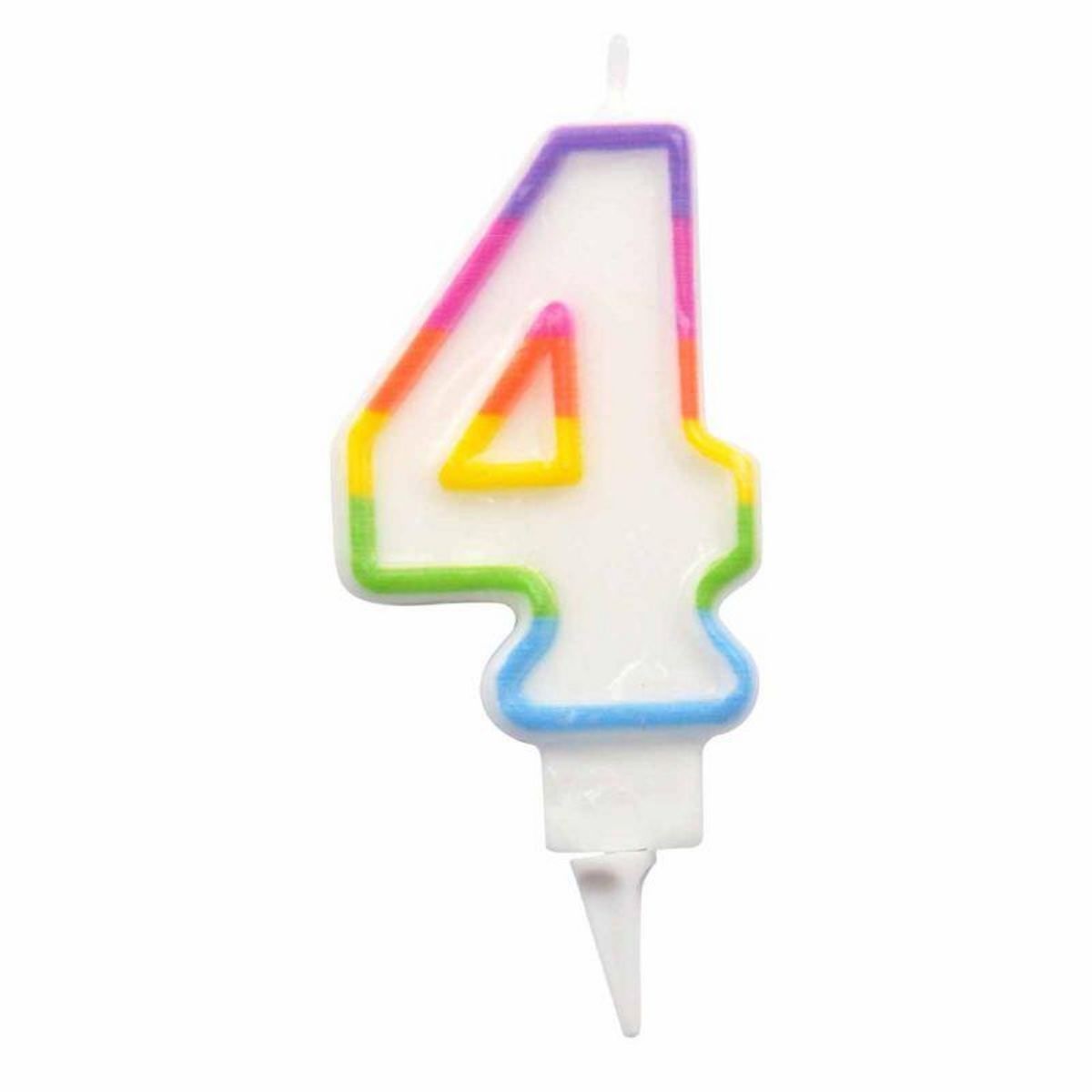 Bougie d anniversaire chiffre 4 Multicolore 7.8 cm