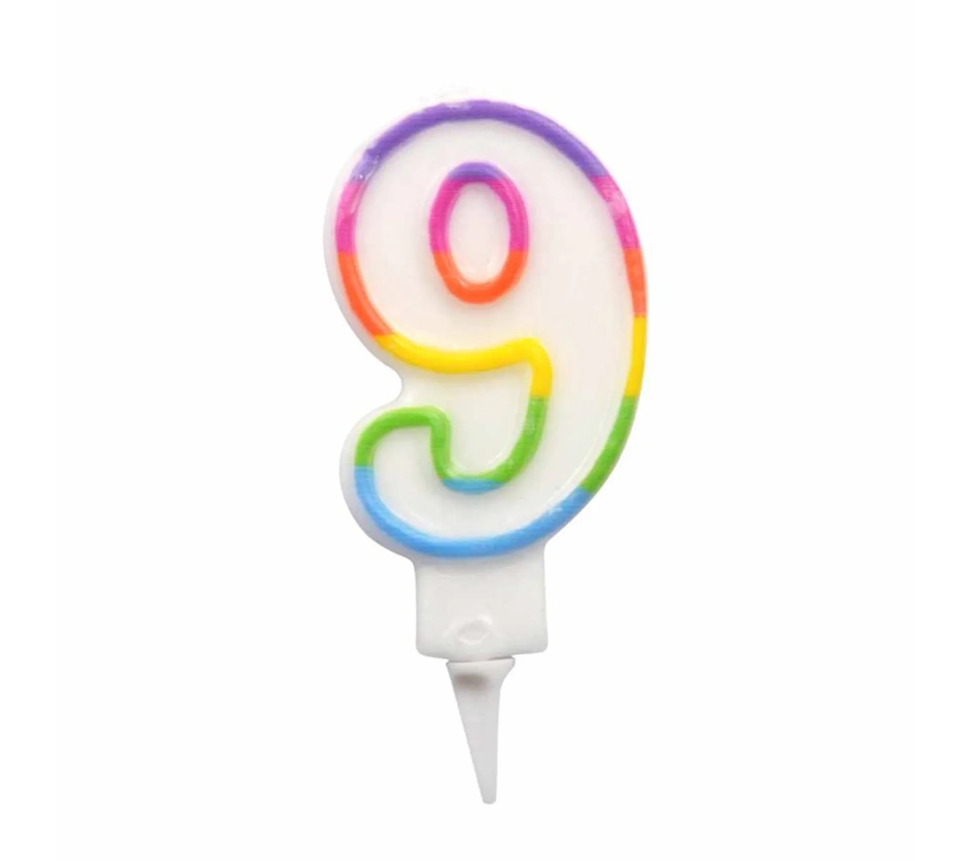 Bougie d anniversaire chiffre 9 Multicolore 7.8 cm