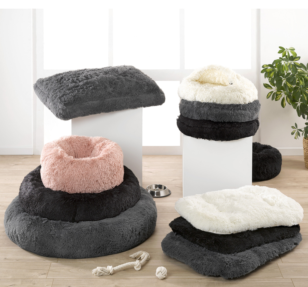 Coussin chausson Fluffy Anthracite