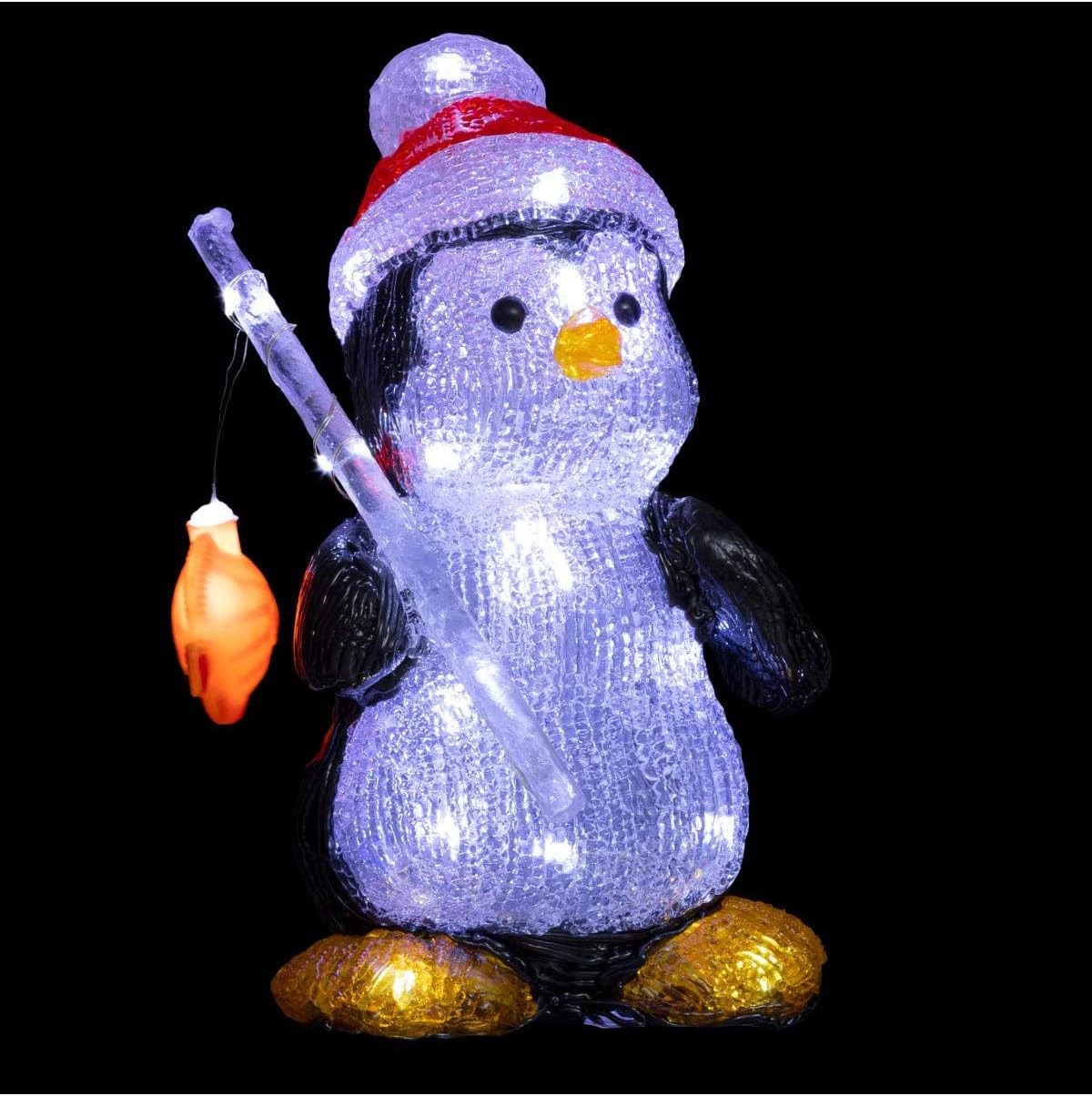 Decoration de Noel pingouin pecheur 30 Led 25 cm