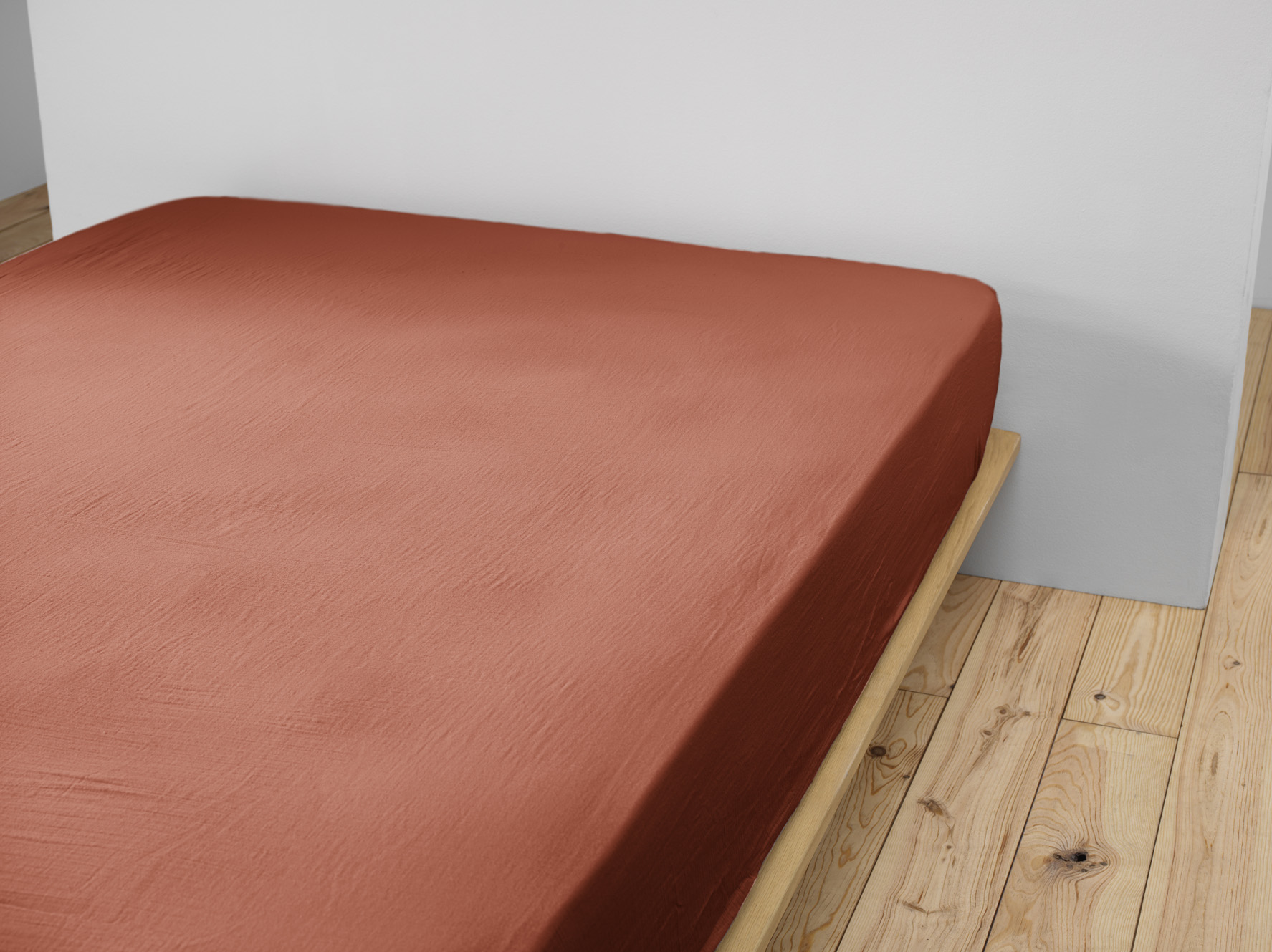 Drap housse gaze de coton 200 x 200 cm Gaia terracotta