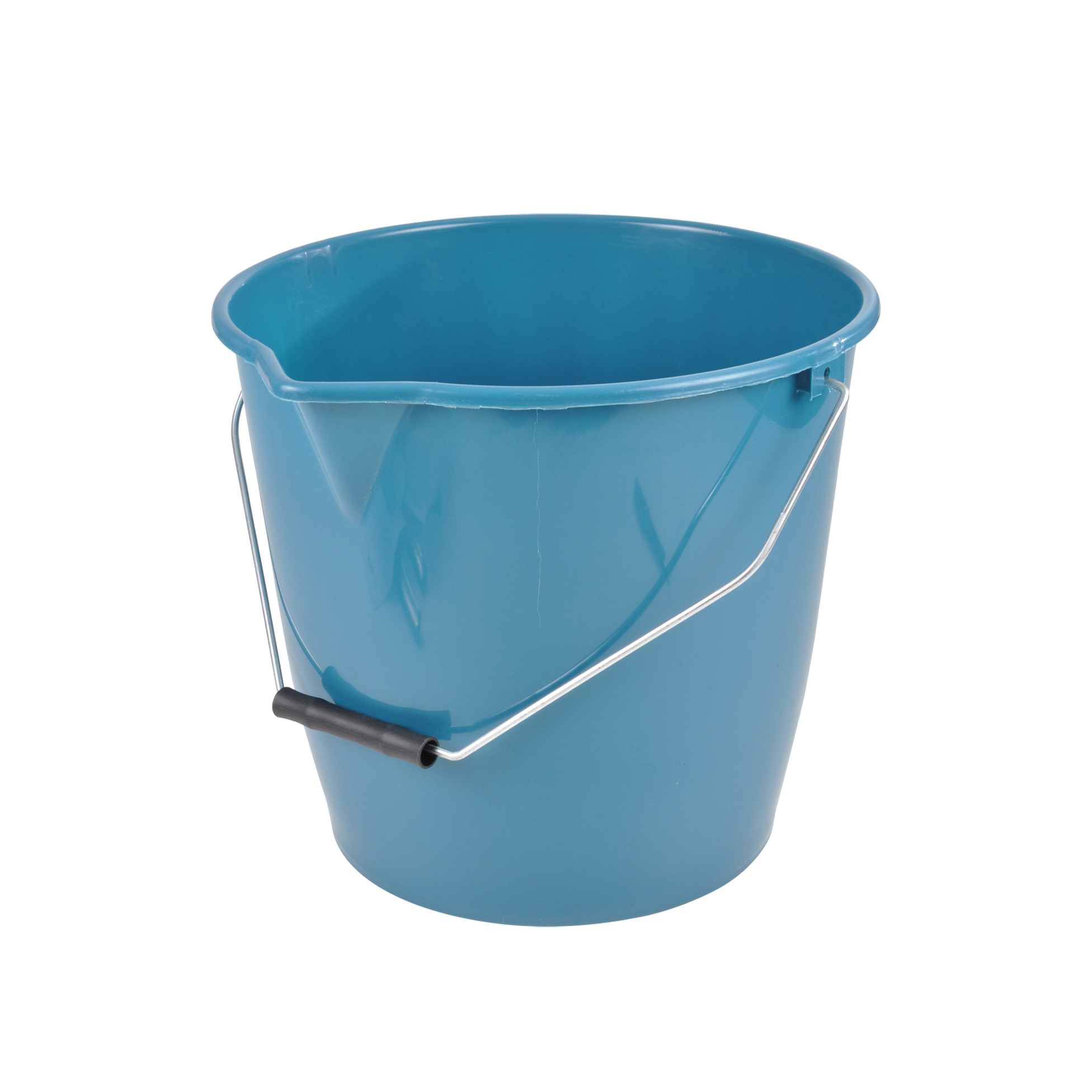 Seau plastique 12L avec bec et anse metal bleu paon