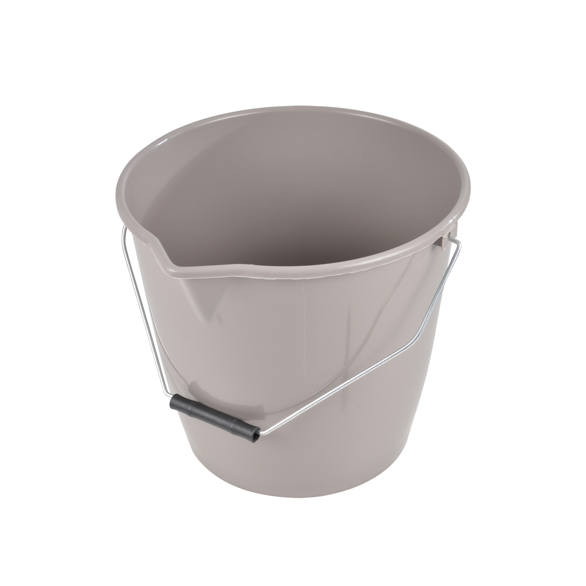 Seau plastique 12L avec bec et anse metal taupe