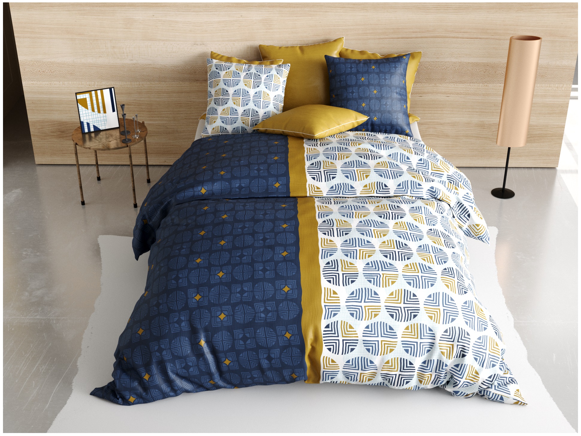 Housse de couette + 2 taies geometrique Sirius