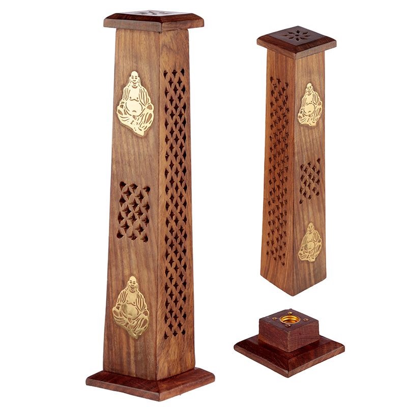 Boite porte encens bois de Sheesham Bouddha chinois