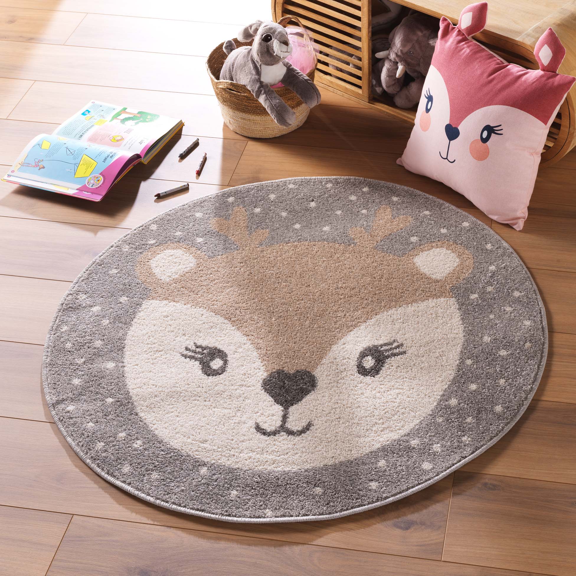 Tapis rond Bambi biche