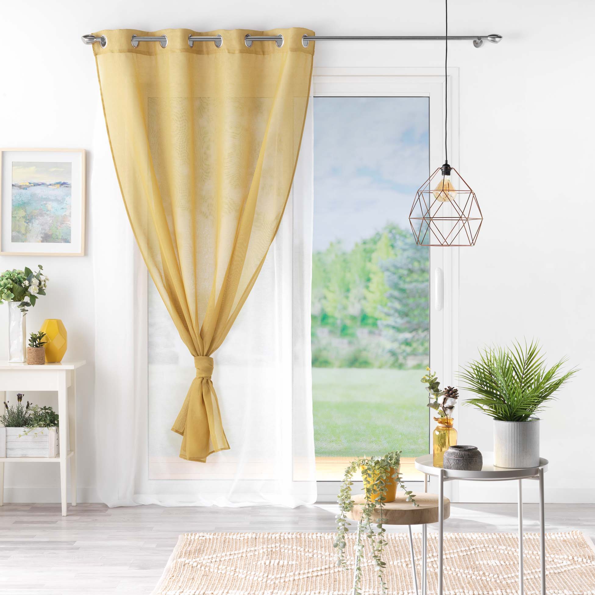 Rideau voile double sable 140 x 240 cm Duettos jaune