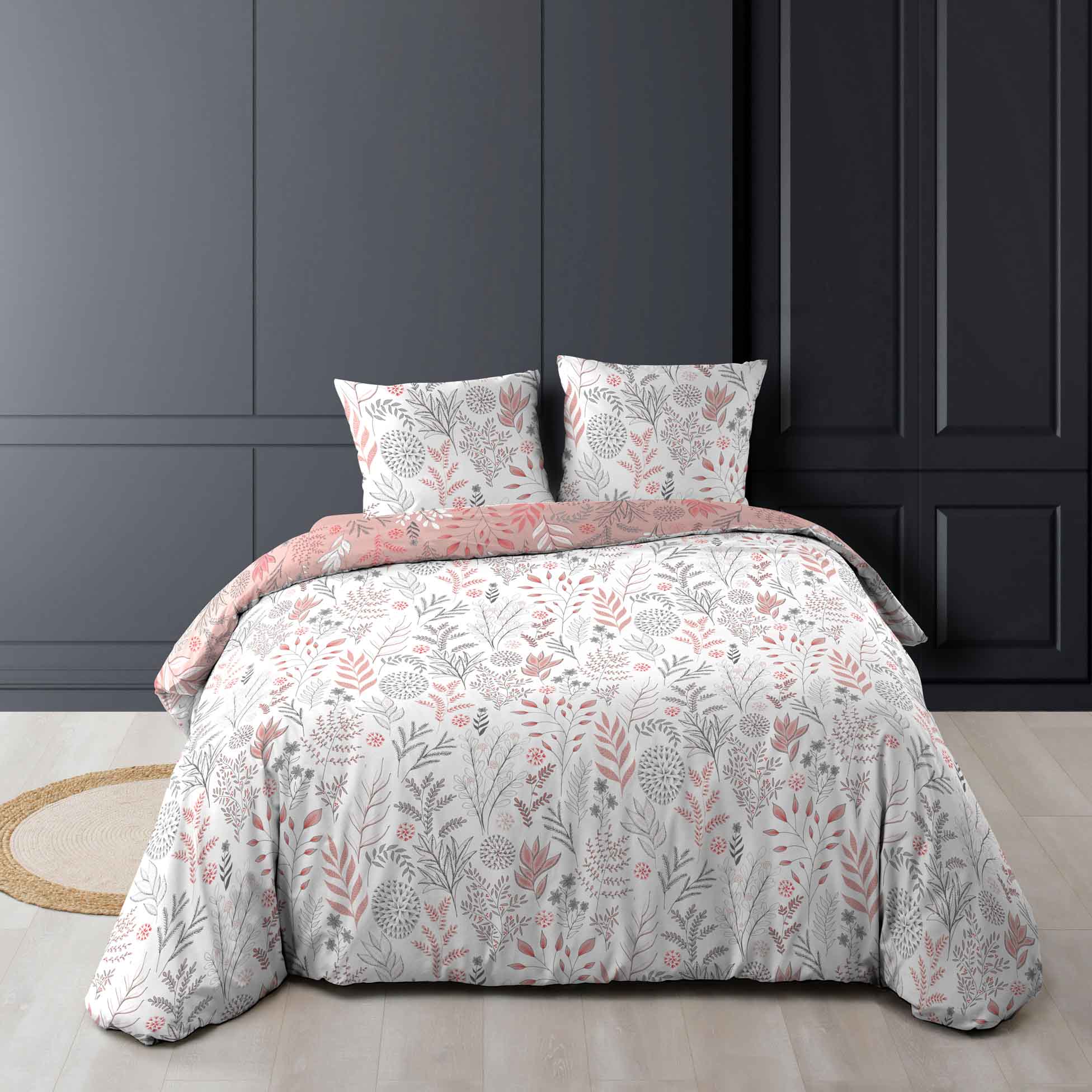 Housse de couette + taie Feuille Suzana