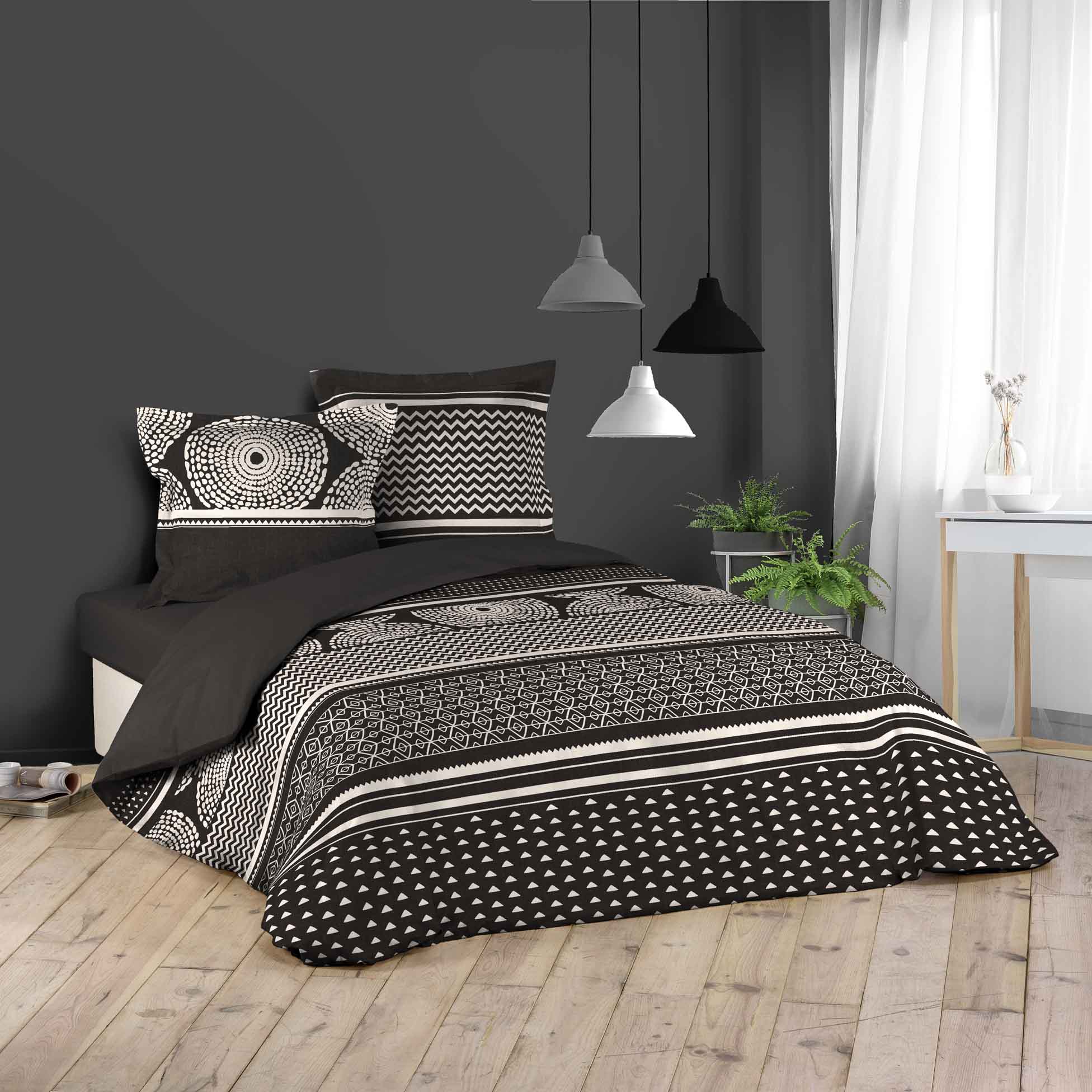 Parure housse couette 260 x 240 cm Black Silex