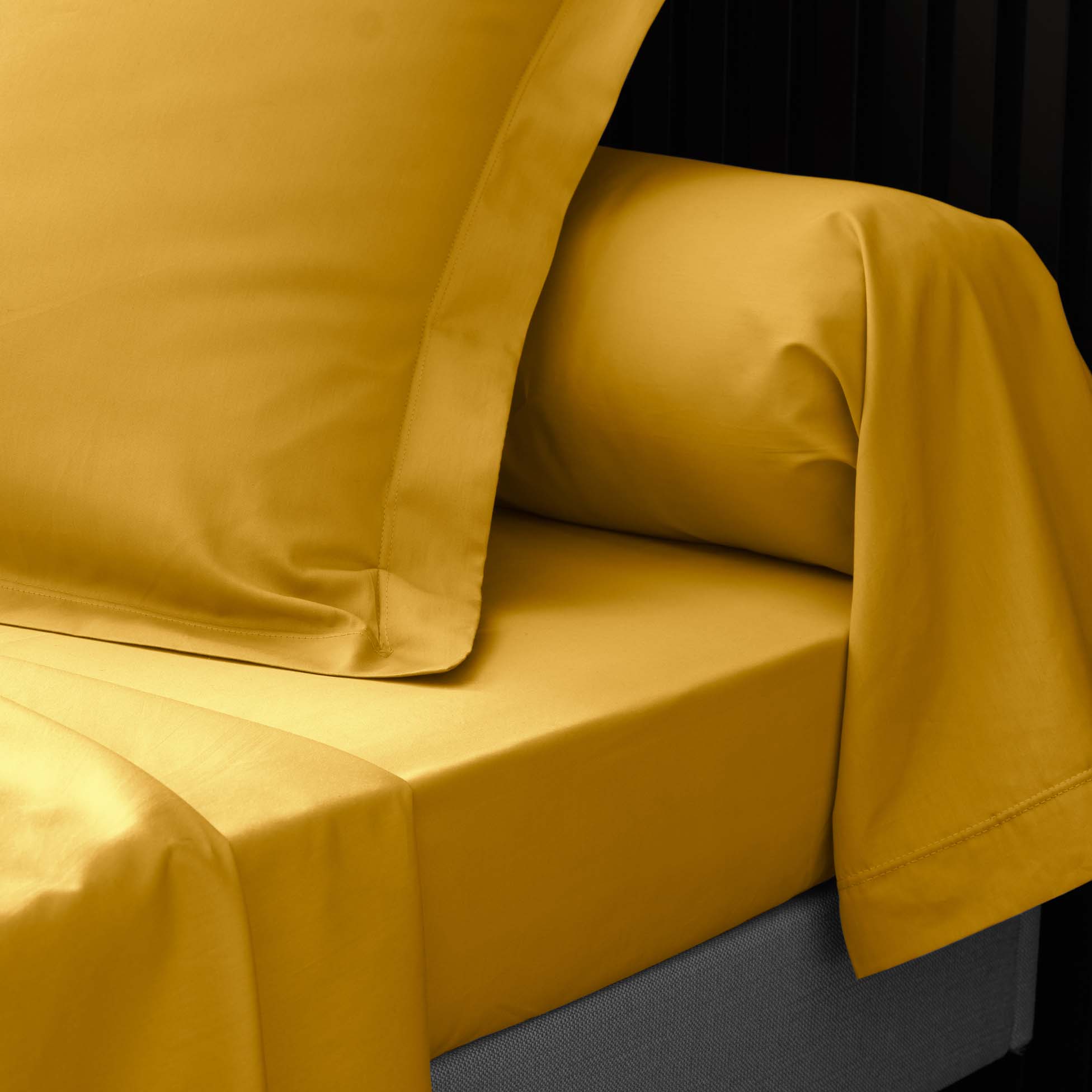 Taie de traversin 85 x 185 cm Percale de coton jaune curry