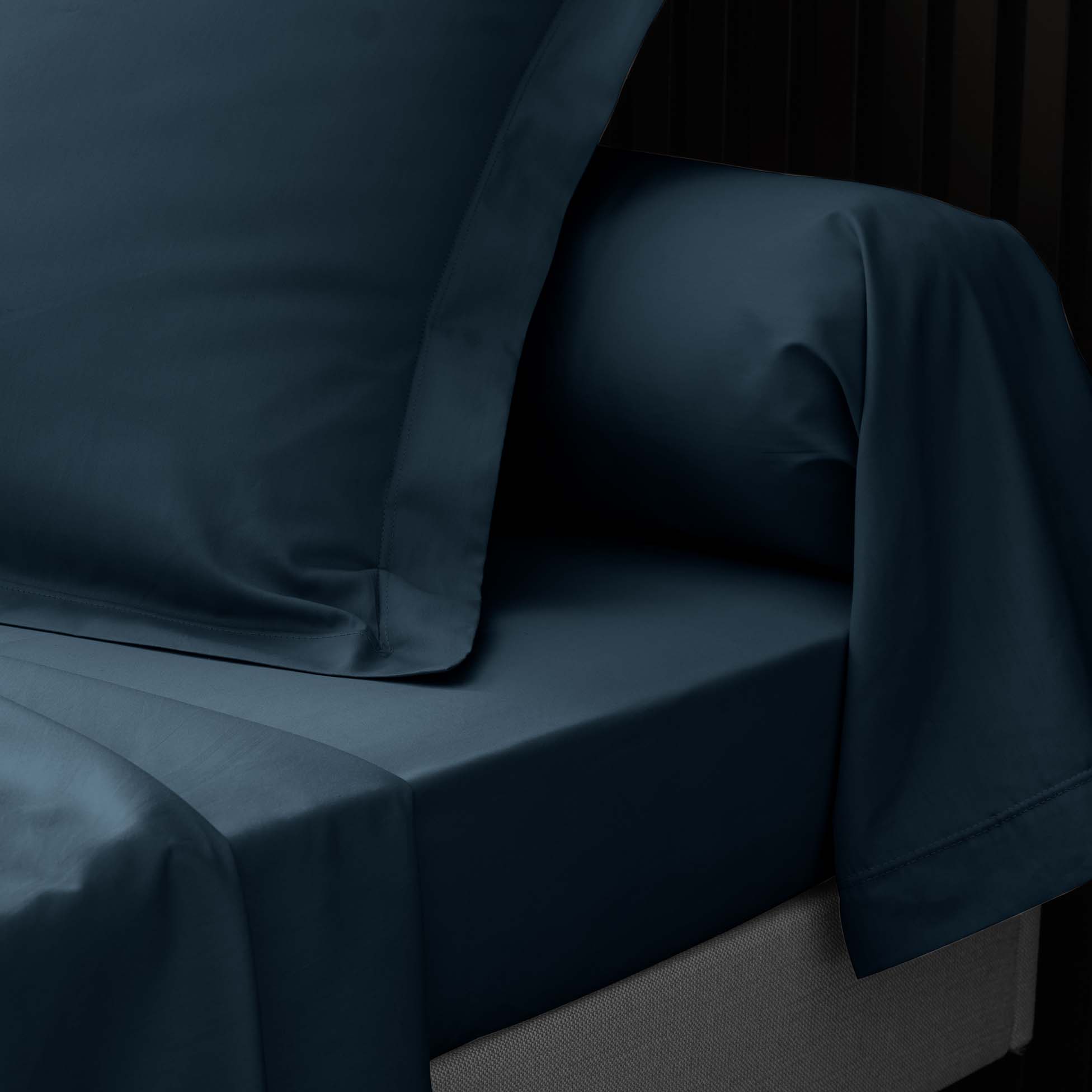 Taie de traversin 85 x 185 cm Percale de coton bleu nuit