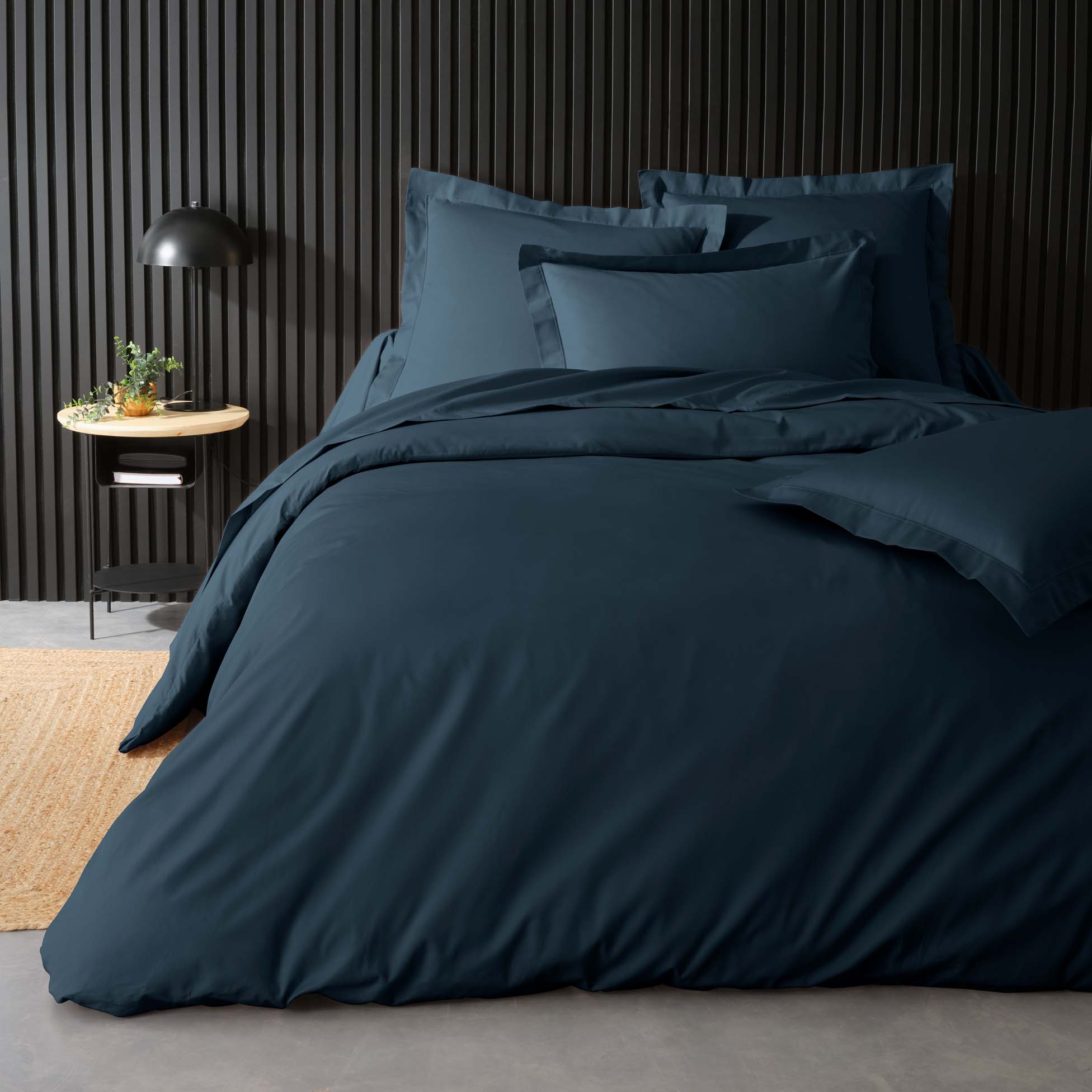 Housse de couette 240 x 260 cm Percale de coton bleu nuit