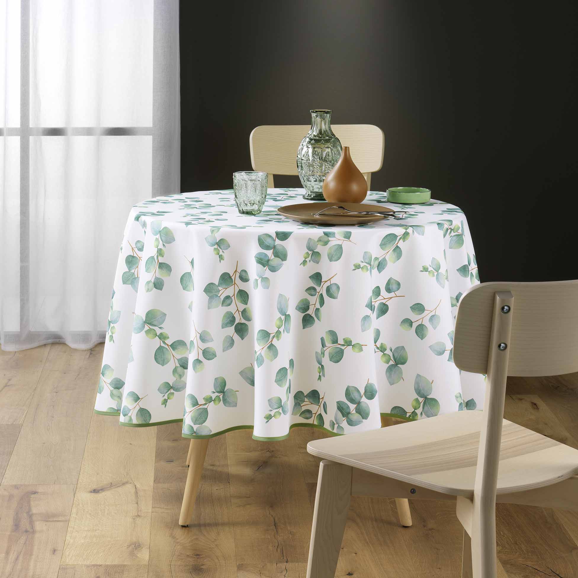 Nappe ronde 180 cm Feuilles leandre