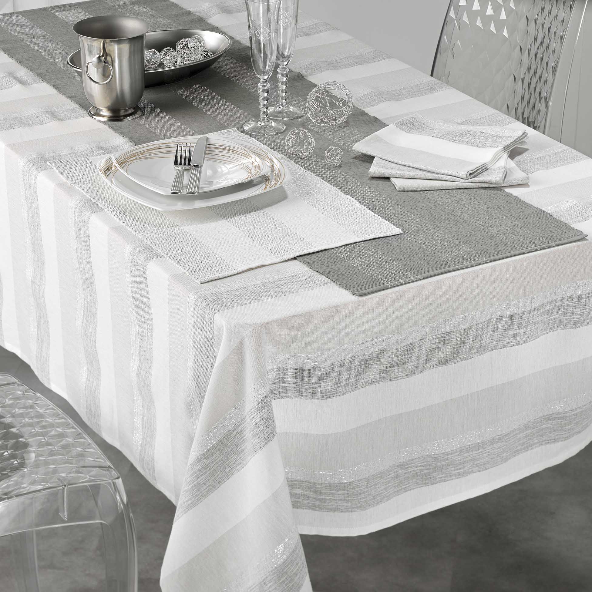 Nappe coton tisse 140 x 240 cm Eldora creme