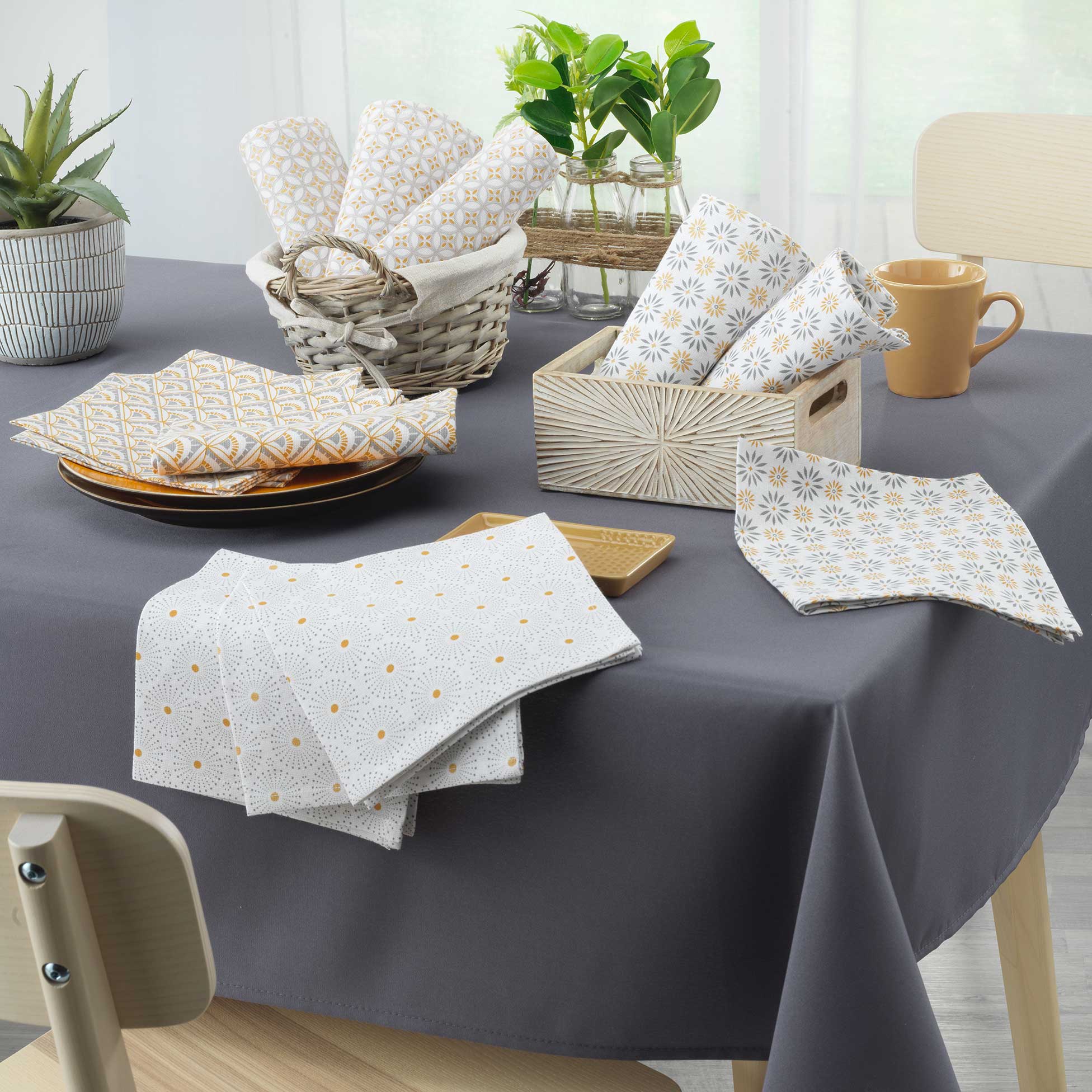 3 Serviettes de table coton Floreor