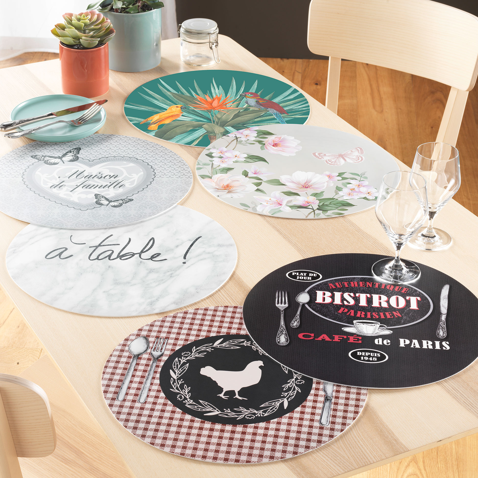 Set de table rond 36 cm Poule galino