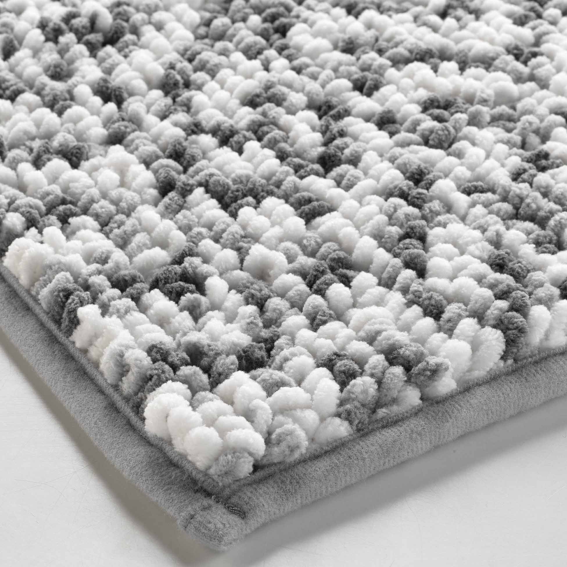 Tapis de bain microfibre 45 x 75 cm Frizza anthracite/blanc