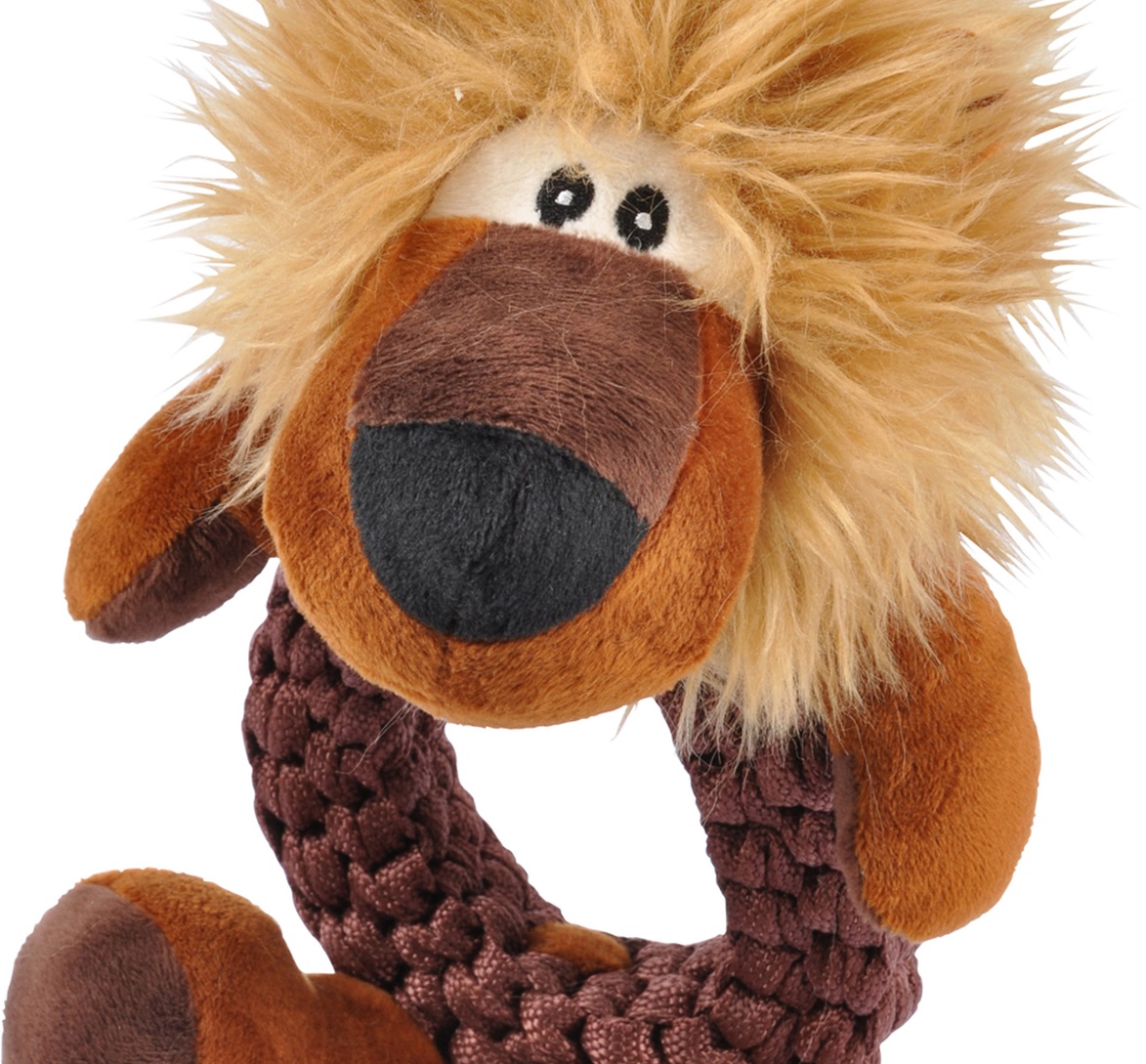 Jouet en peluche Lion et son anneau pour chien