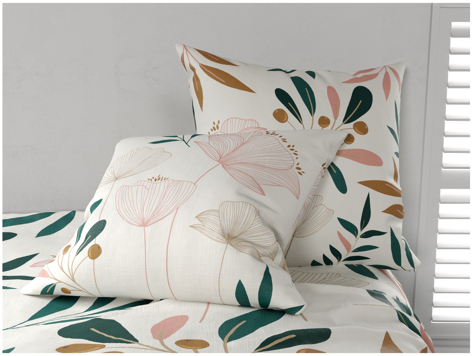 Housse de couette + 2 taies fleur de Kano