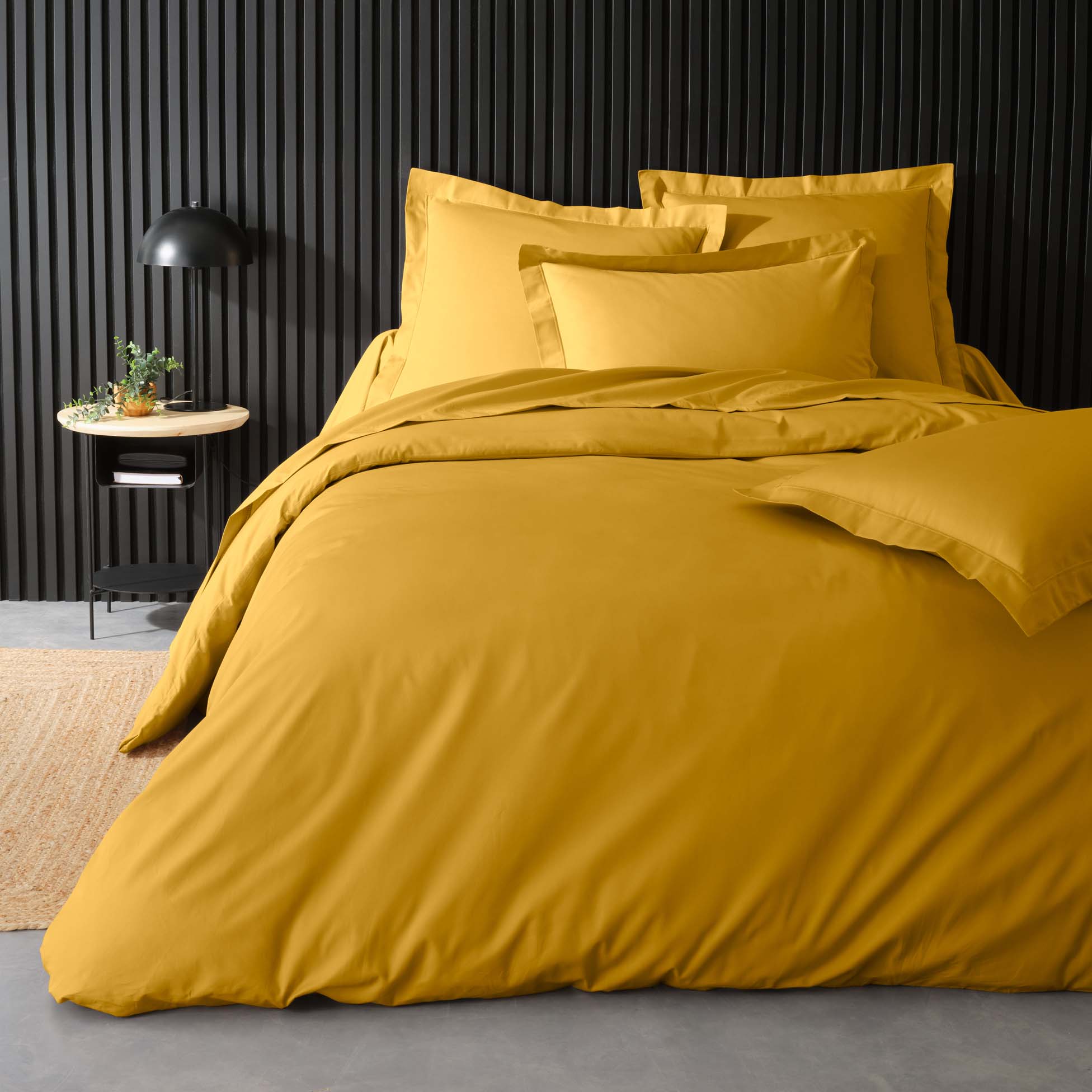 Taie de traversin 85 x 185 cm Percale de coton jaune curry