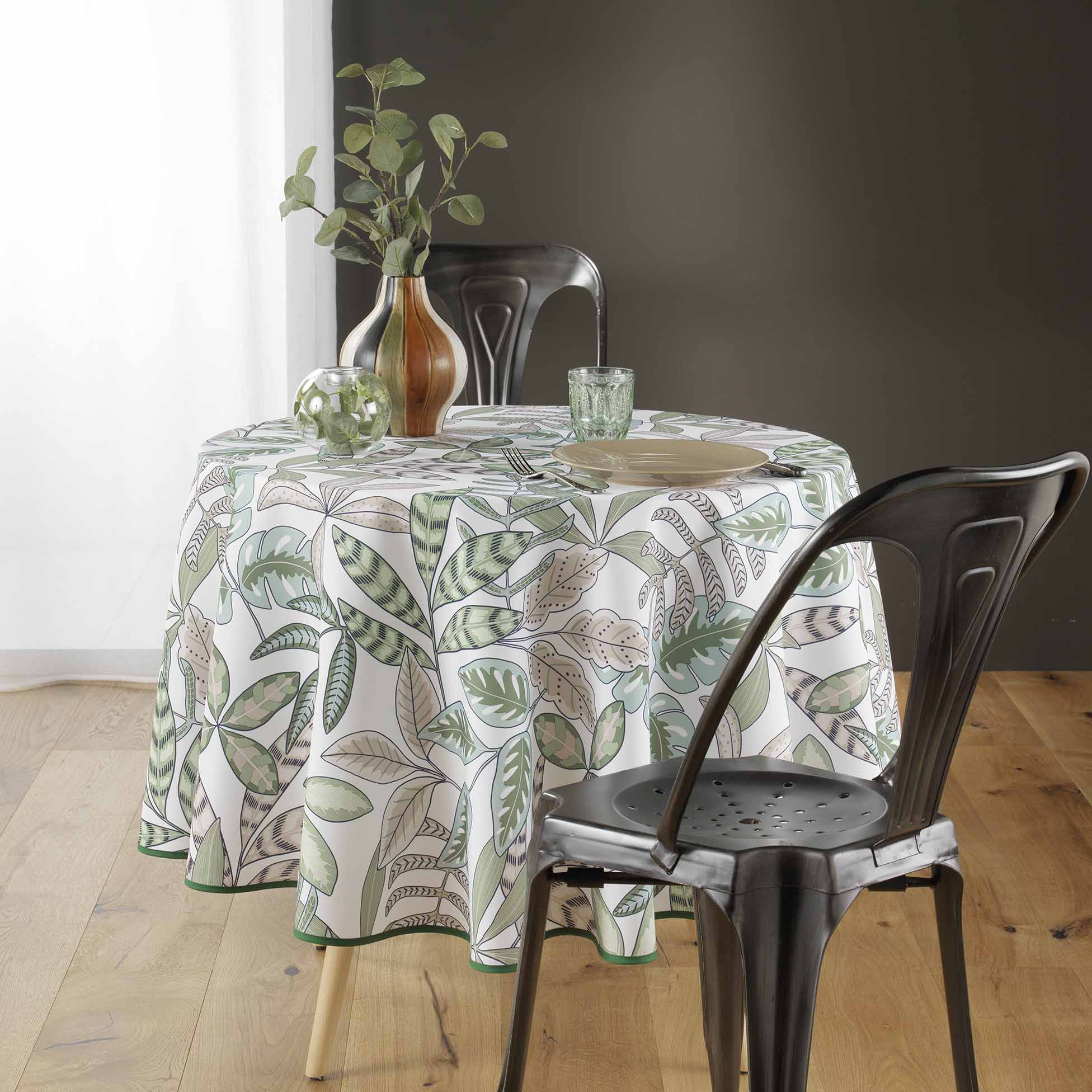 Nappe ronde 180 cm feuilles beautaline