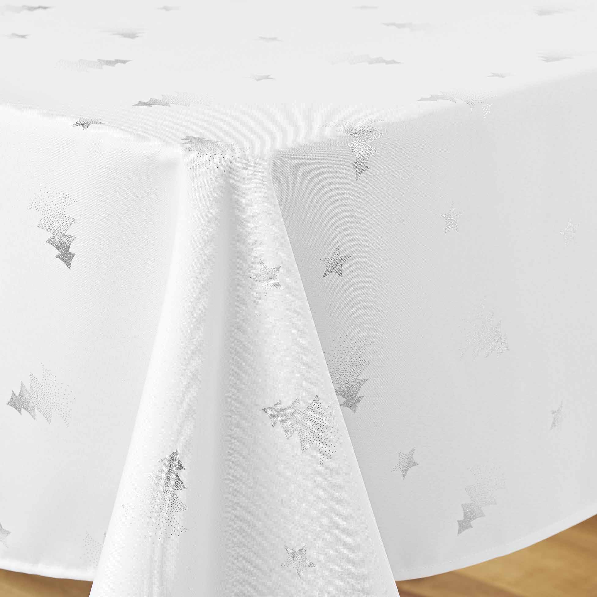 Nappe rectangle 150 x 240 cm Sapin de Noel blanc