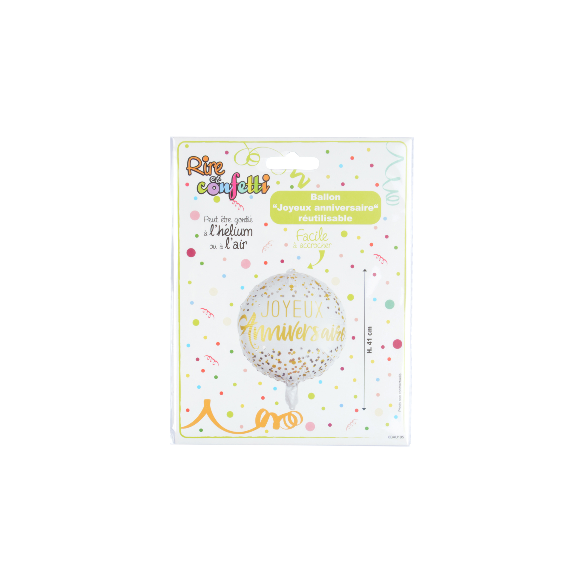 Ballon gonflable Joyeux anniversaire confettis