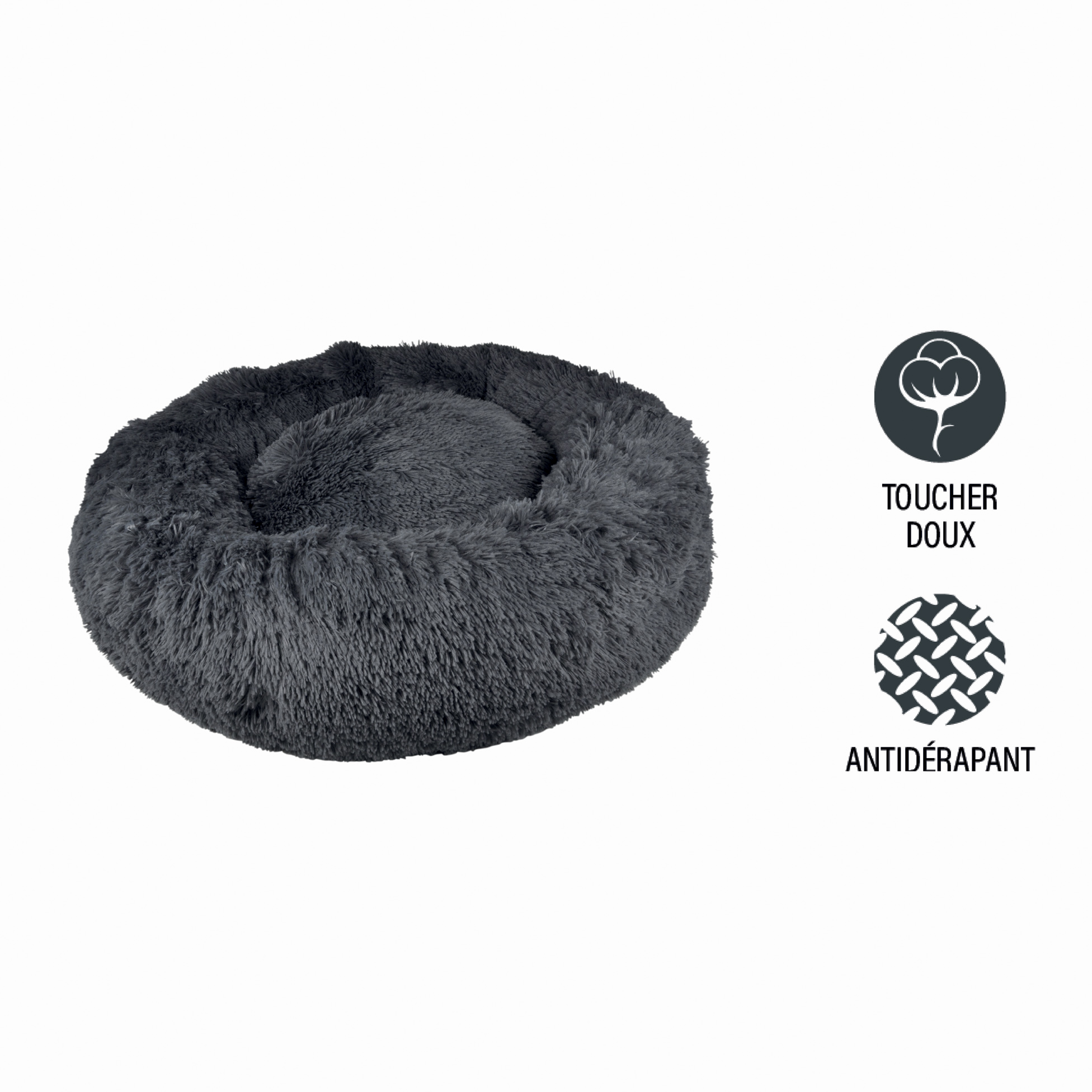 Coussin rond Chat ou Chien Relax Anthracite