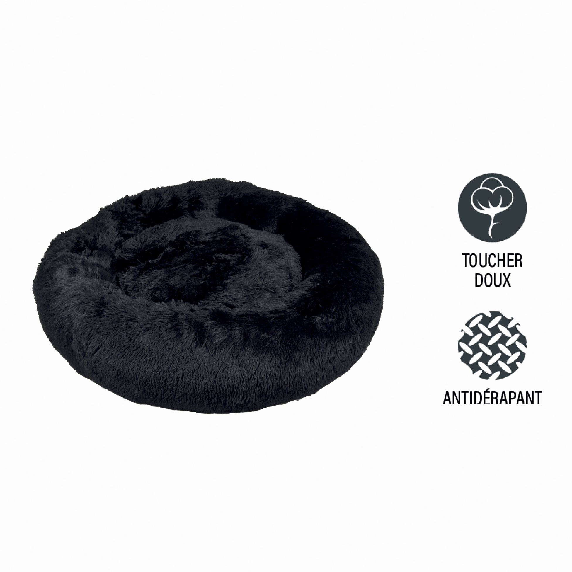 Coussin rond Chat ou Chien Relax Noir