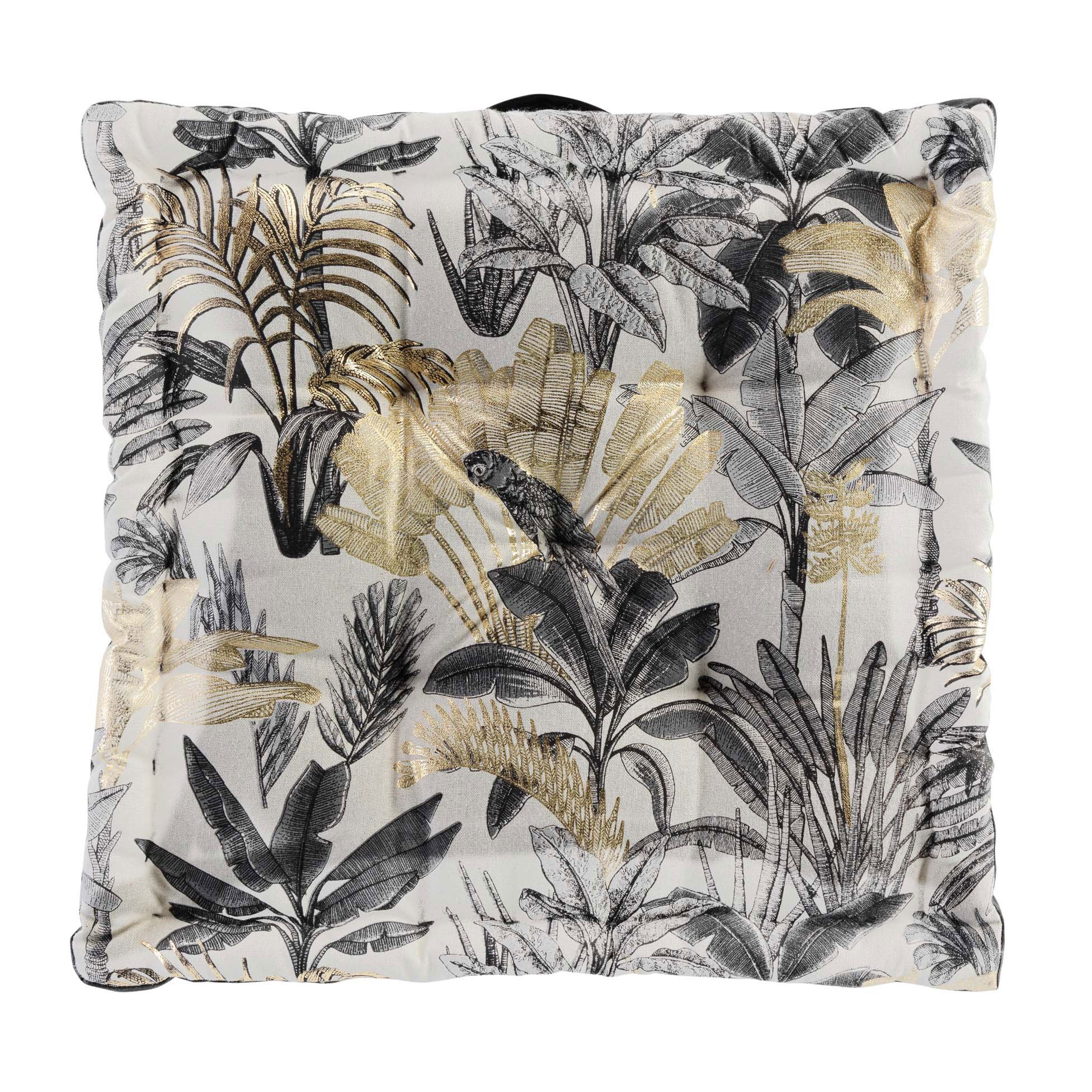 Coussin de sol matelasse Collection Tropic Palmiers